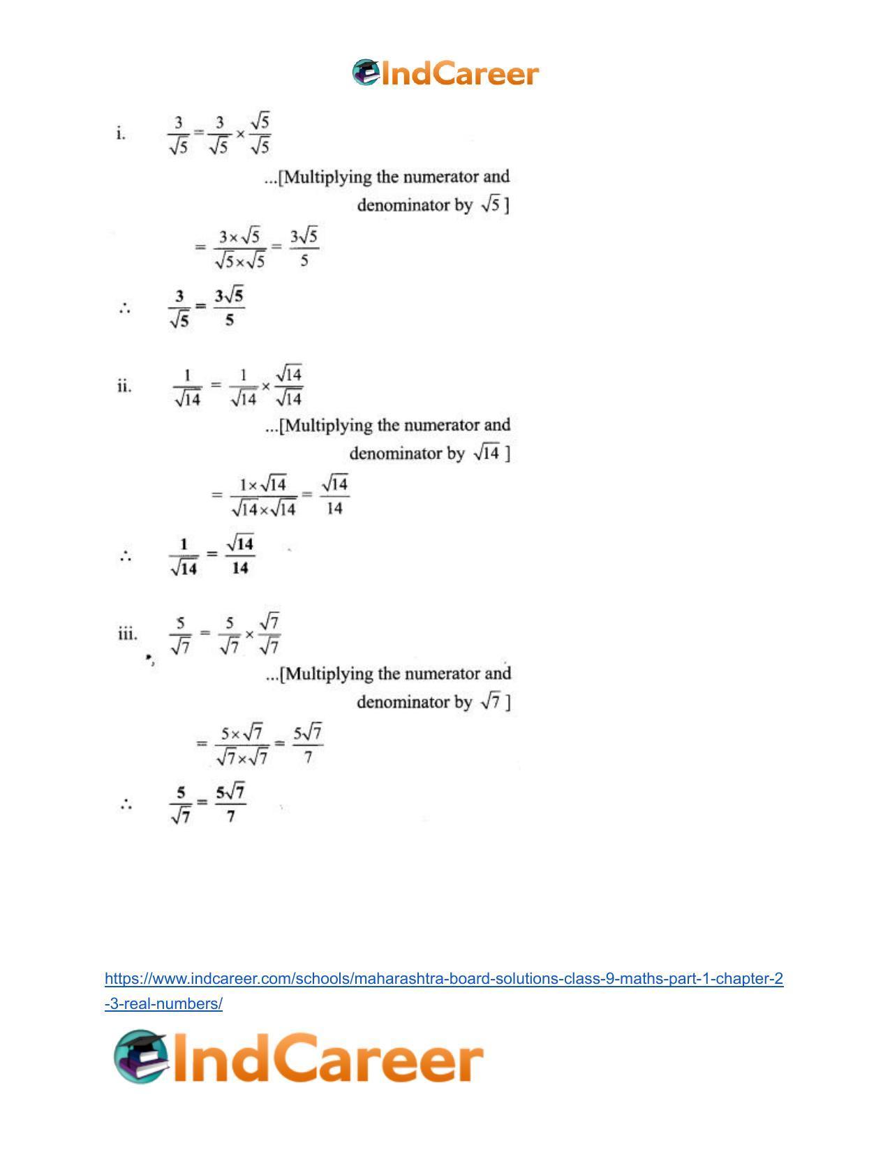Maharashtra Board Solutions Class 9-Maths (Part 1): Chapter 2.3- Real Numbers - Page 13