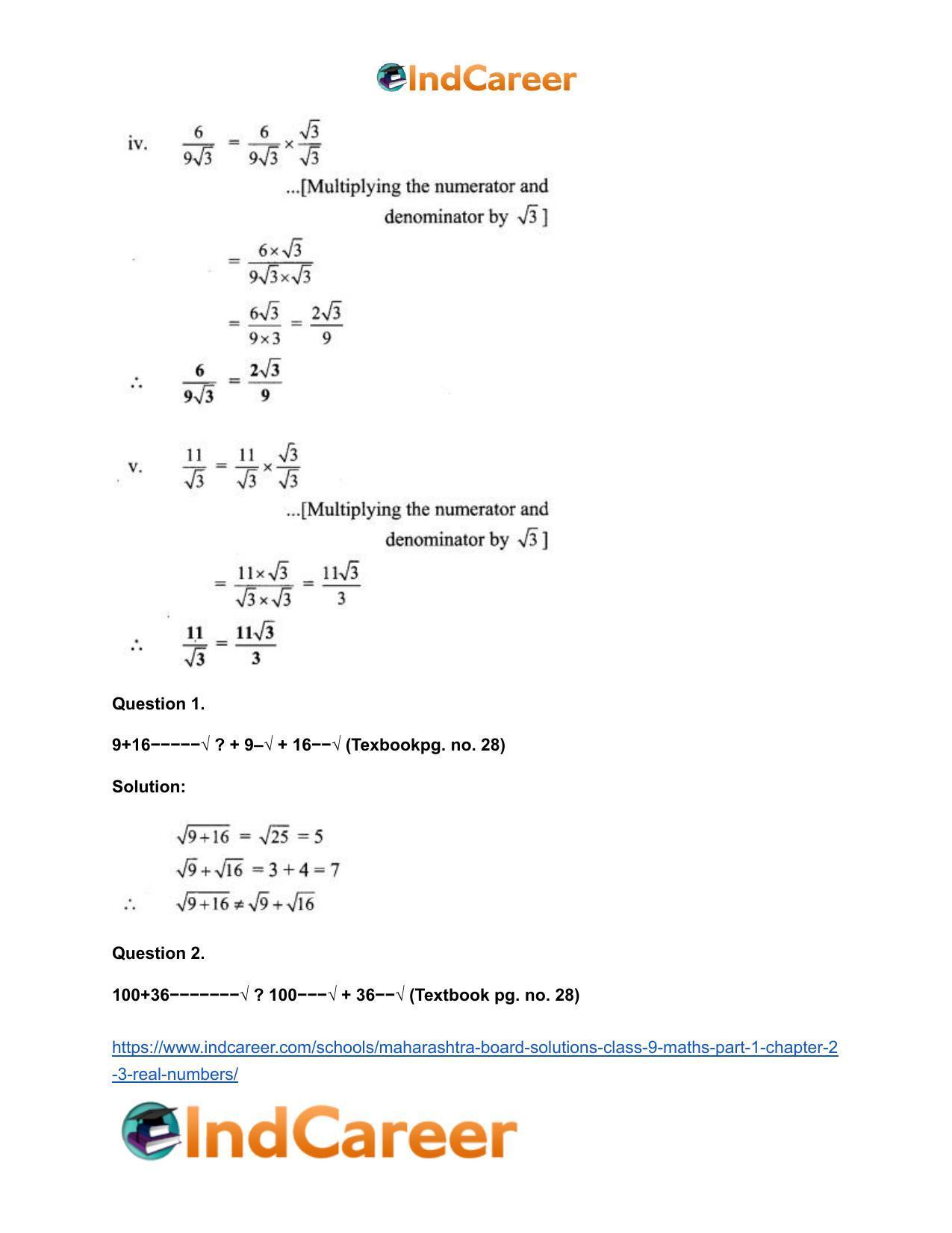 Maharashtra Board Solutions Class 9-Maths (Part 1): Chapter 2.3- Real Numbers - Page 14