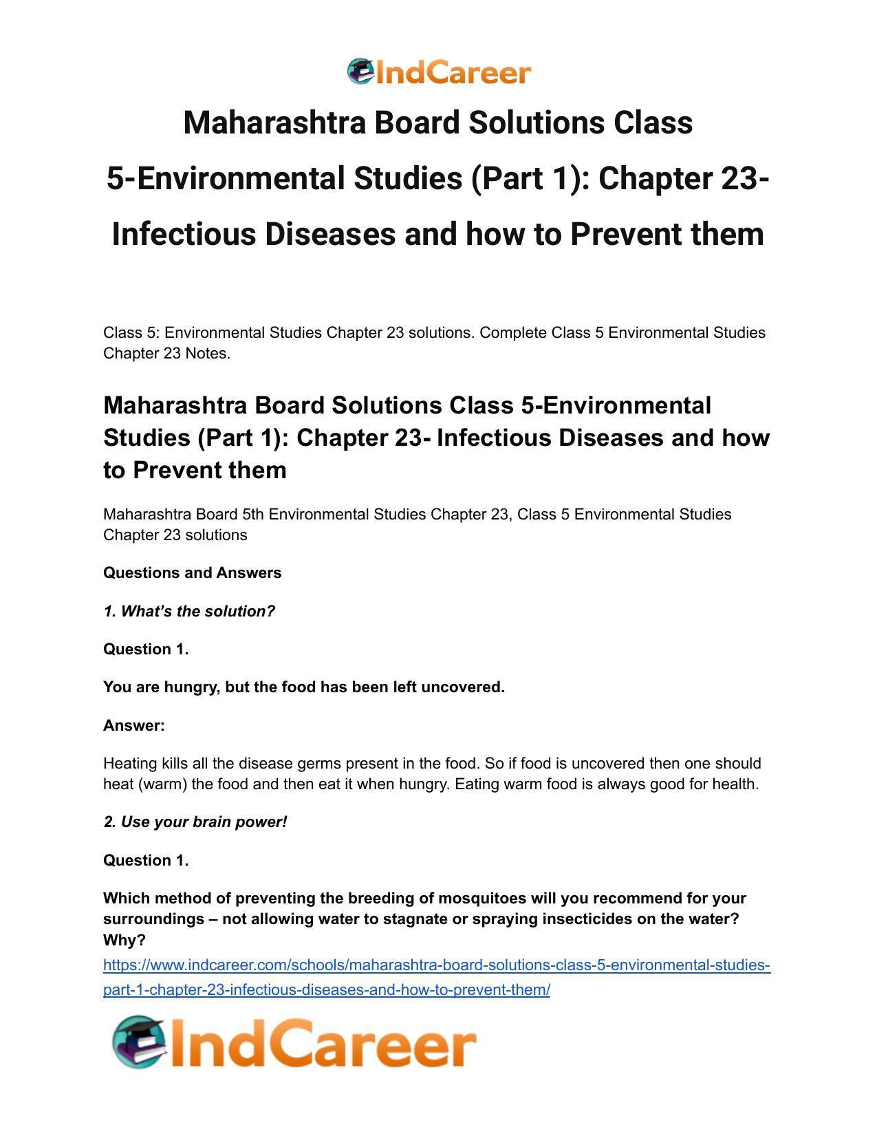 Maharashtra Board Solutions Class 5-Environmental Studies (Part 1): Chapter 23- Infectious Diseases and how to Prevent them - Page 2