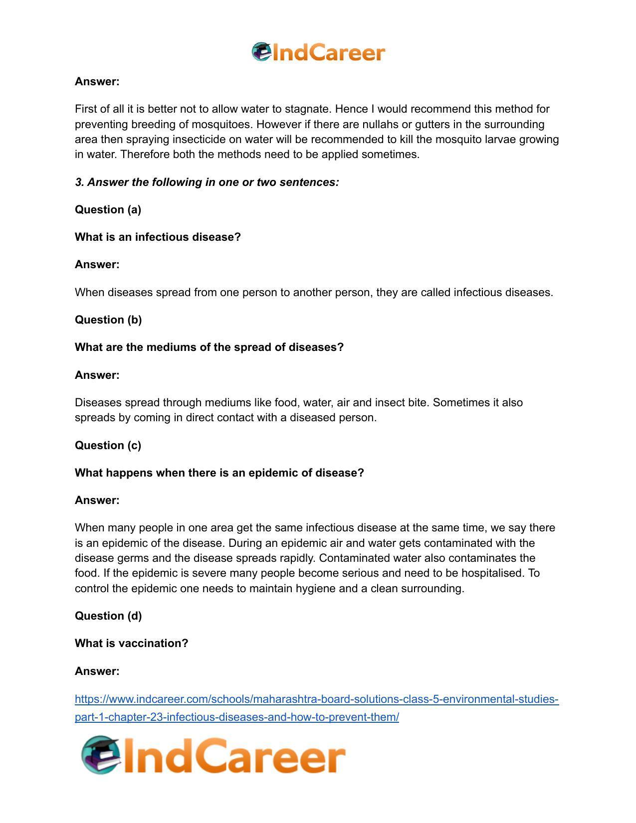 Maharashtra Board Solutions Class 5-Environmental Studies (Part 1): Chapter 23- Infectious Diseases and how to Prevent them - Page 3