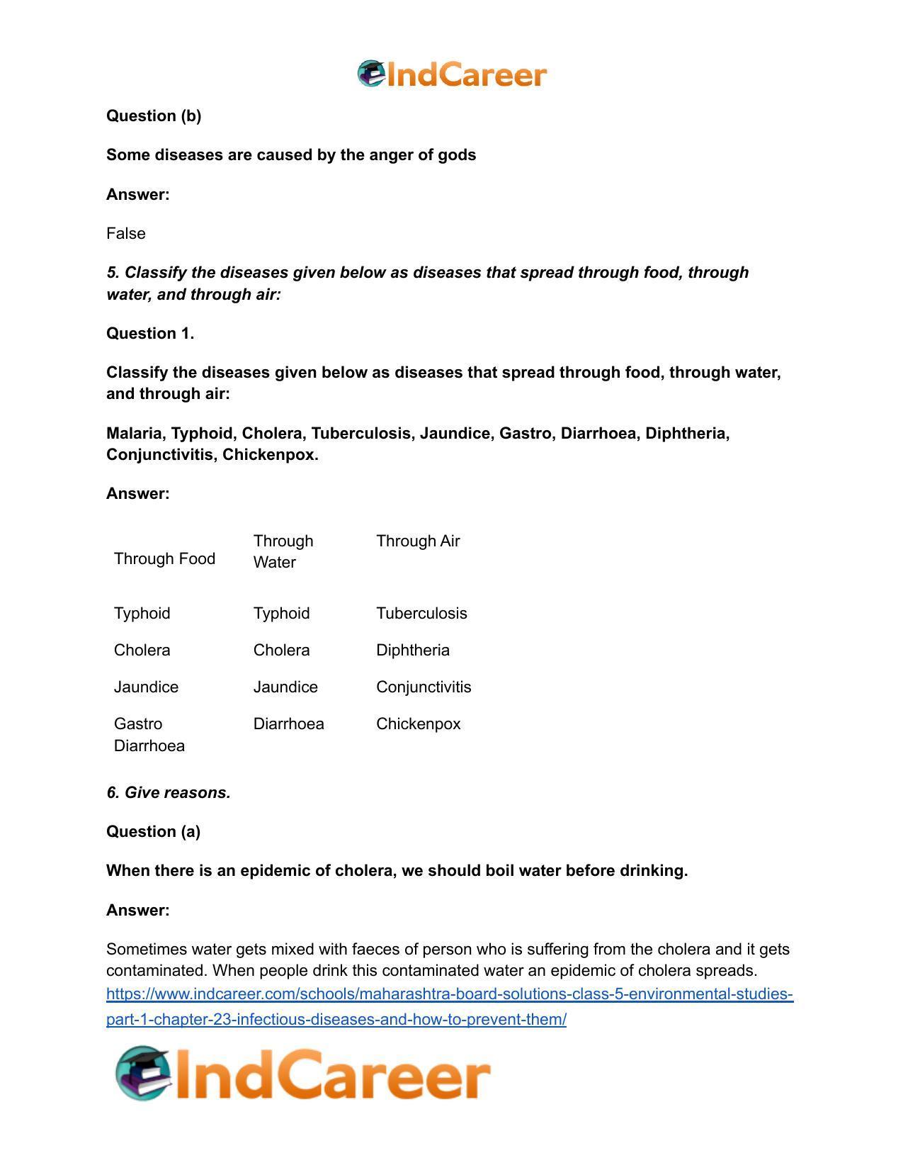 Maharashtra Board Solutions Class 5-Environmental Studies (Part 1): Chapter 23- Infectious Diseases and how to Prevent them - Page 5