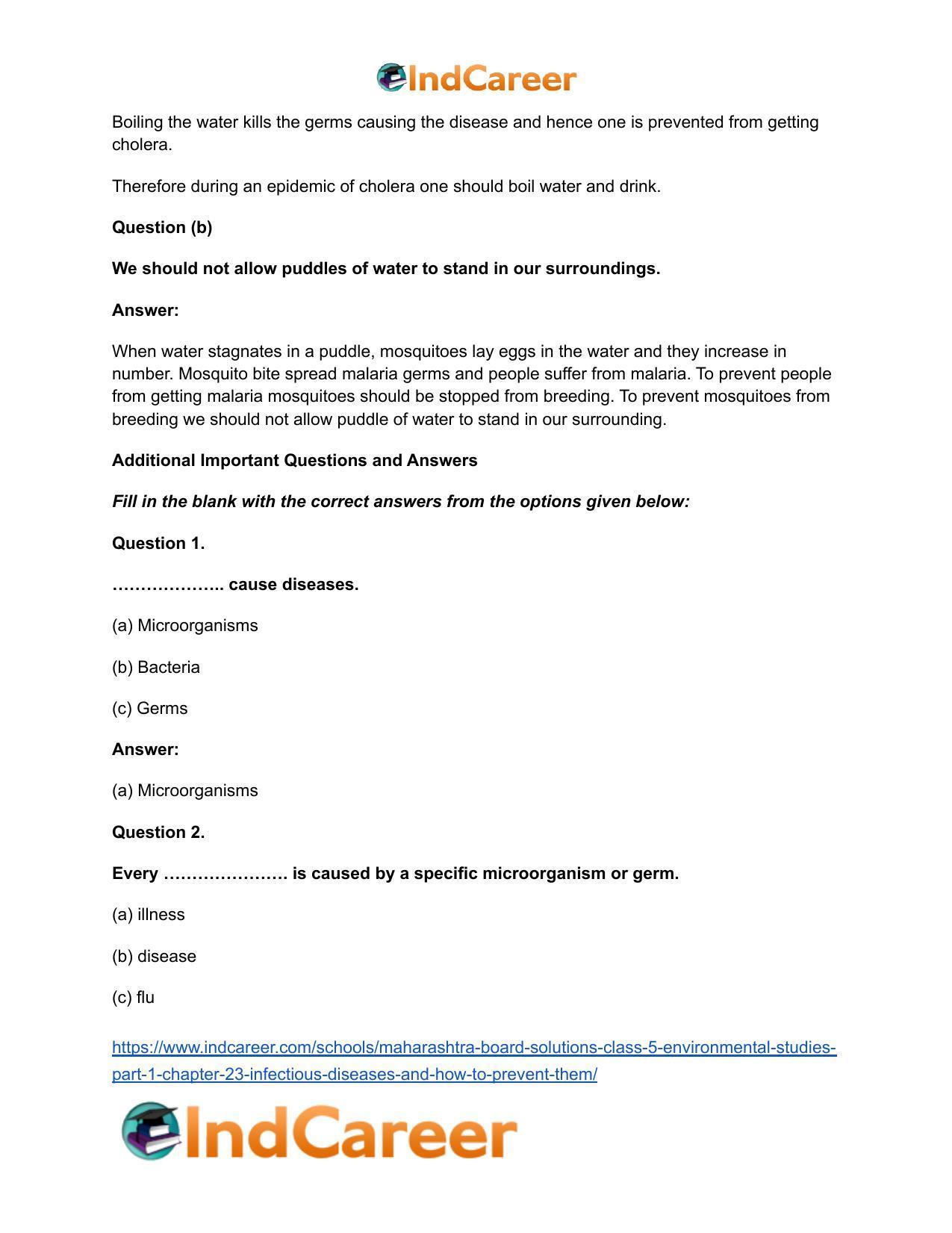Maharashtra Board Solutions Class 5-Environmental Studies (Part 1): Chapter 23- Infectious Diseases and how to Prevent them - Page 6