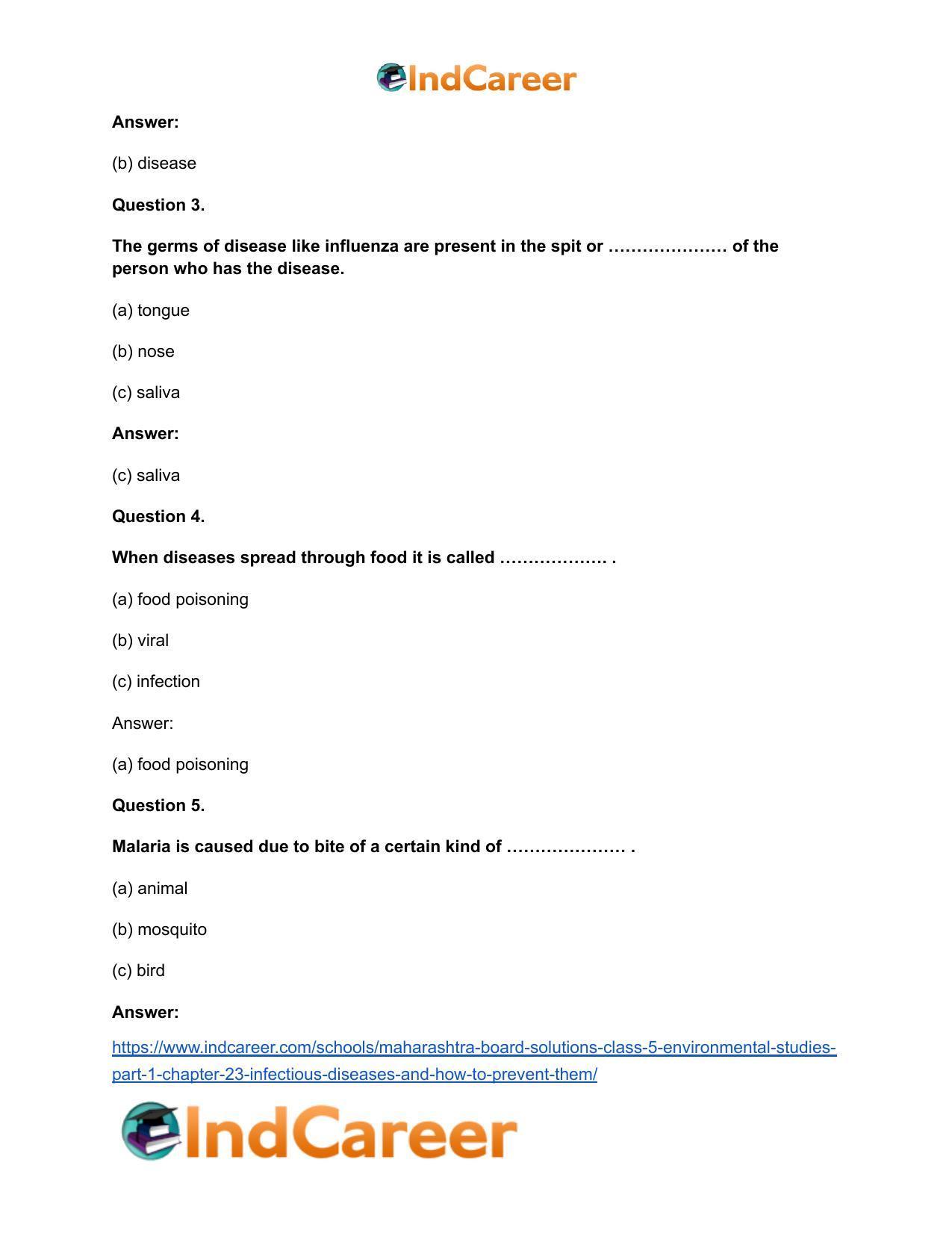 Maharashtra Board Solutions Class 5-Environmental Studies (Part 1): Chapter 23- Infectious Diseases and how to Prevent them - Page 7