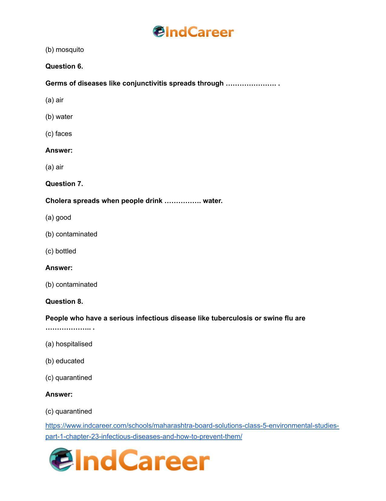 Maharashtra Board Solutions Class 5-Environmental Studies (Part 1): Chapter 23- Infectious Diseases and how to Prevent them - Page 8