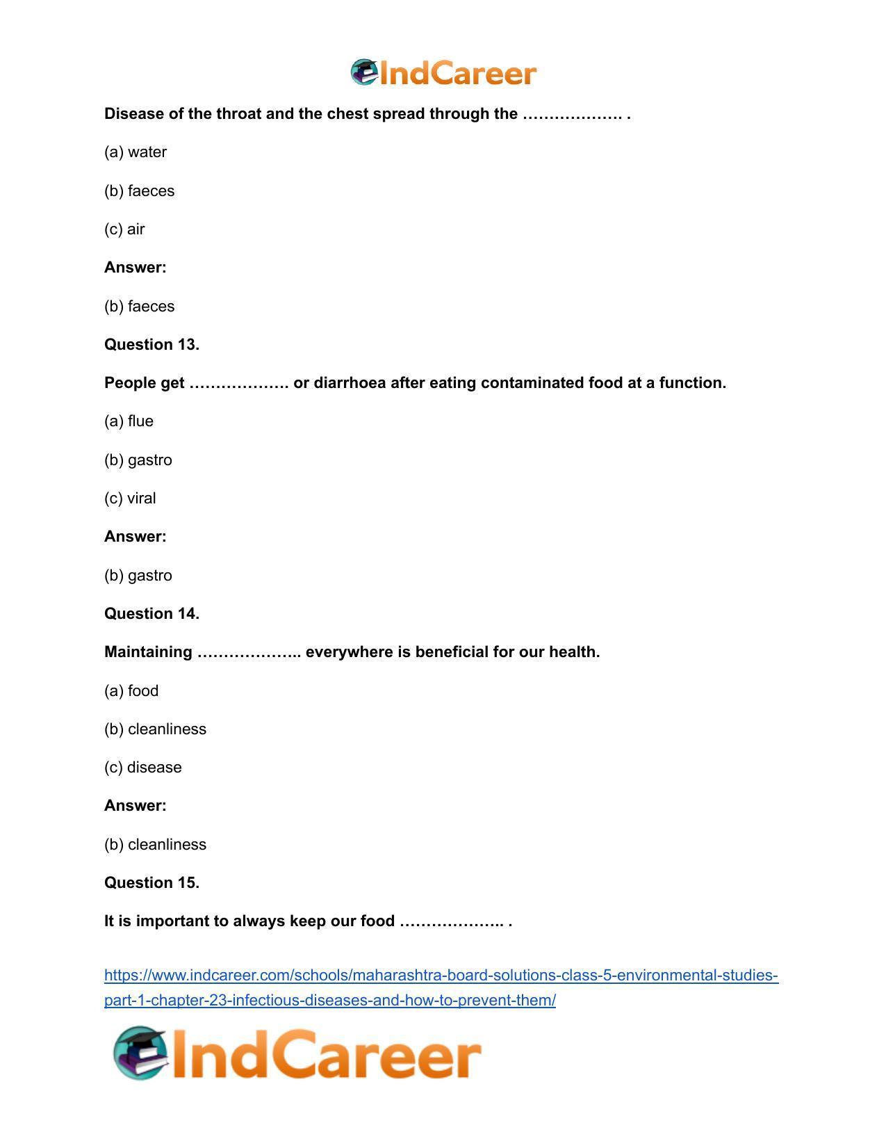 Maharashtra Board Solutions Class 5-Environmental Studies (Part 1): Chapter 23- Infectious Diseases and how to Prevent them - Page 10