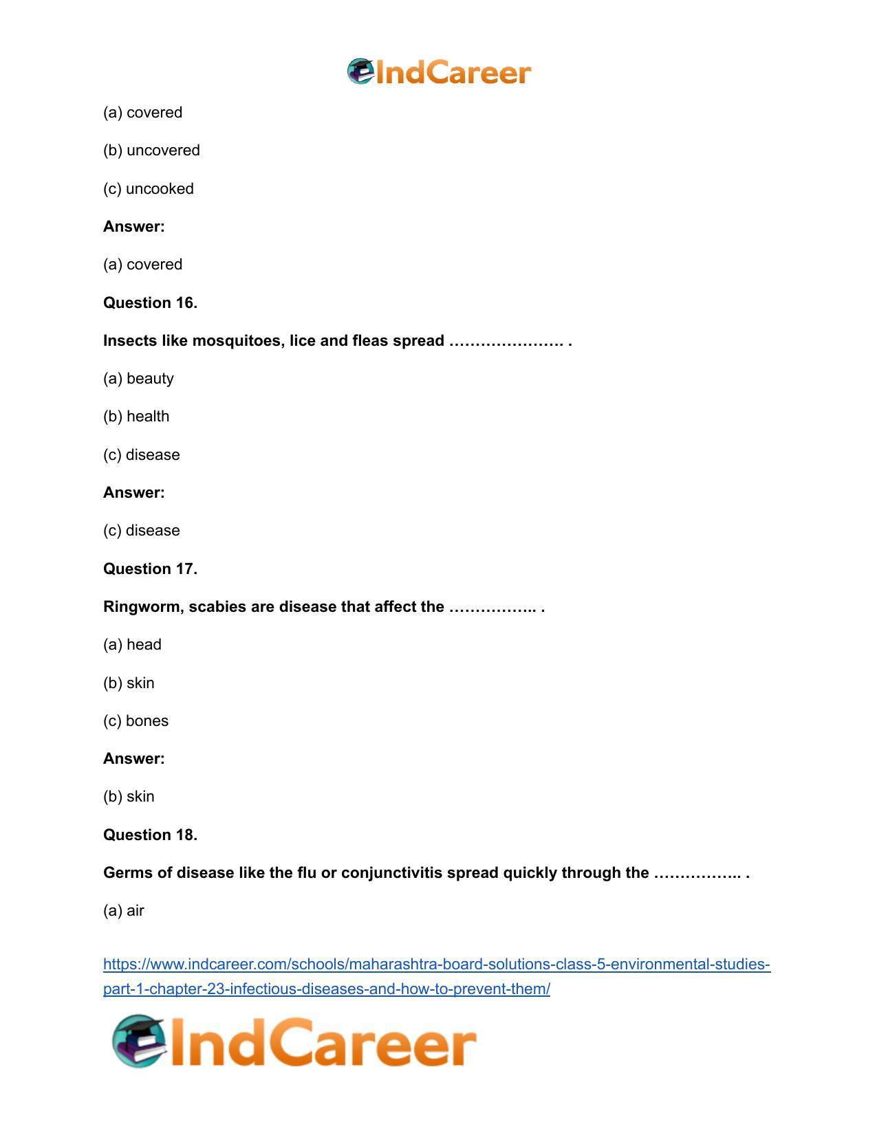 Maharashtra Board Solutions Class 5-Environmental Studies (Part 1): Chapter 23- Infectious Diseases and how to Prevent them - Page 11
