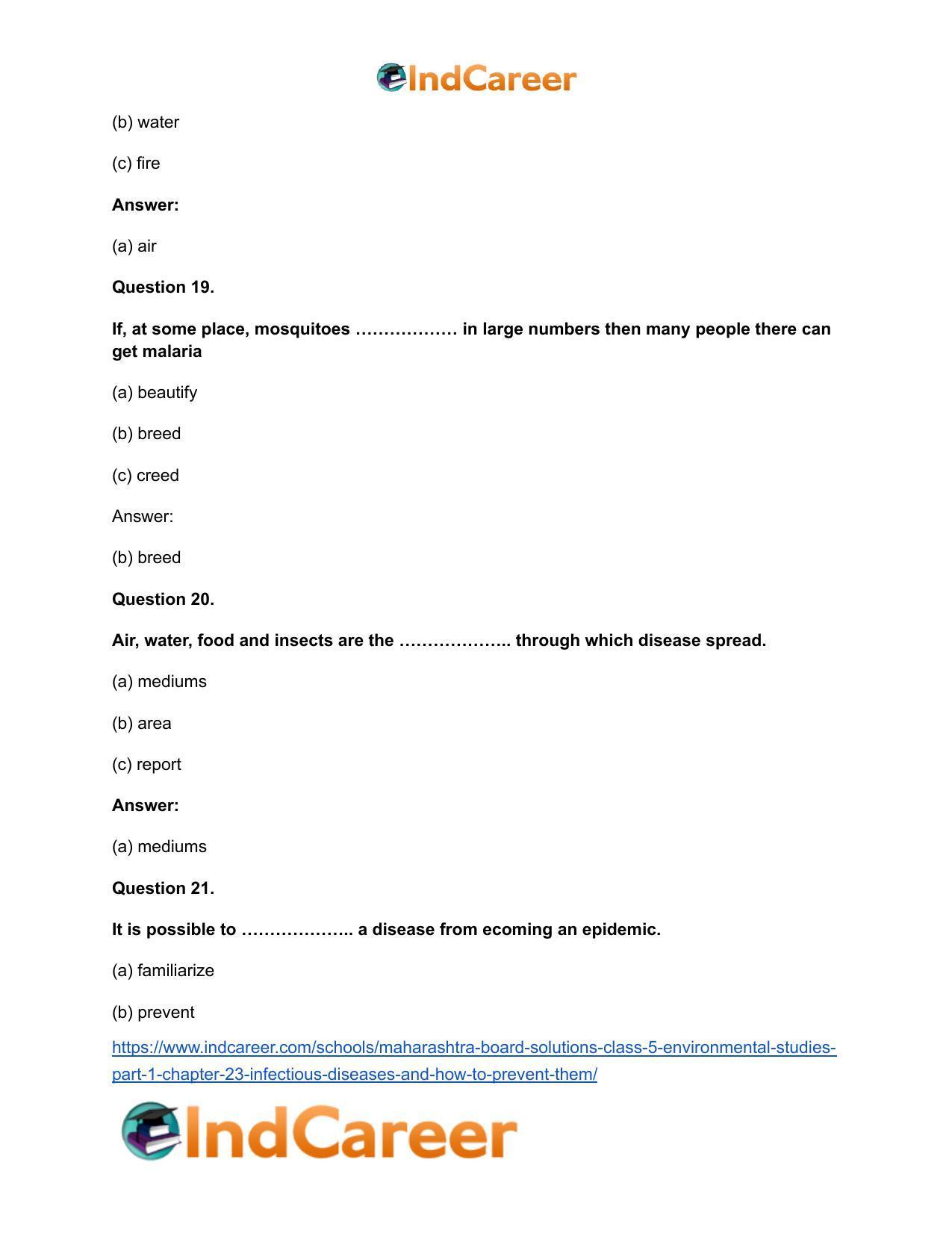Maharashtra Board Solutions Class 5-Environmental Studies (Part 1): Chapter 23- Infectious Diseases and how to Prevent them - Page 12