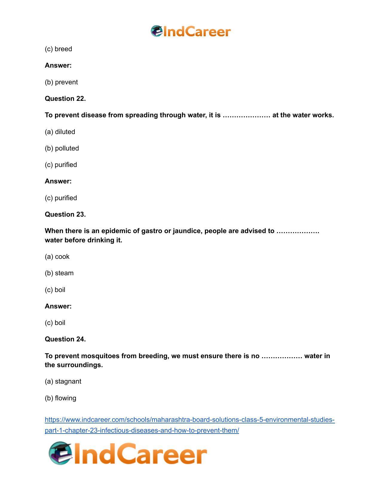 Maharashtra Board Solutions Class 5-Environmental Studies (Part 1): Chapter 23- Infectious Diseases and how to Prevent them - Page 13