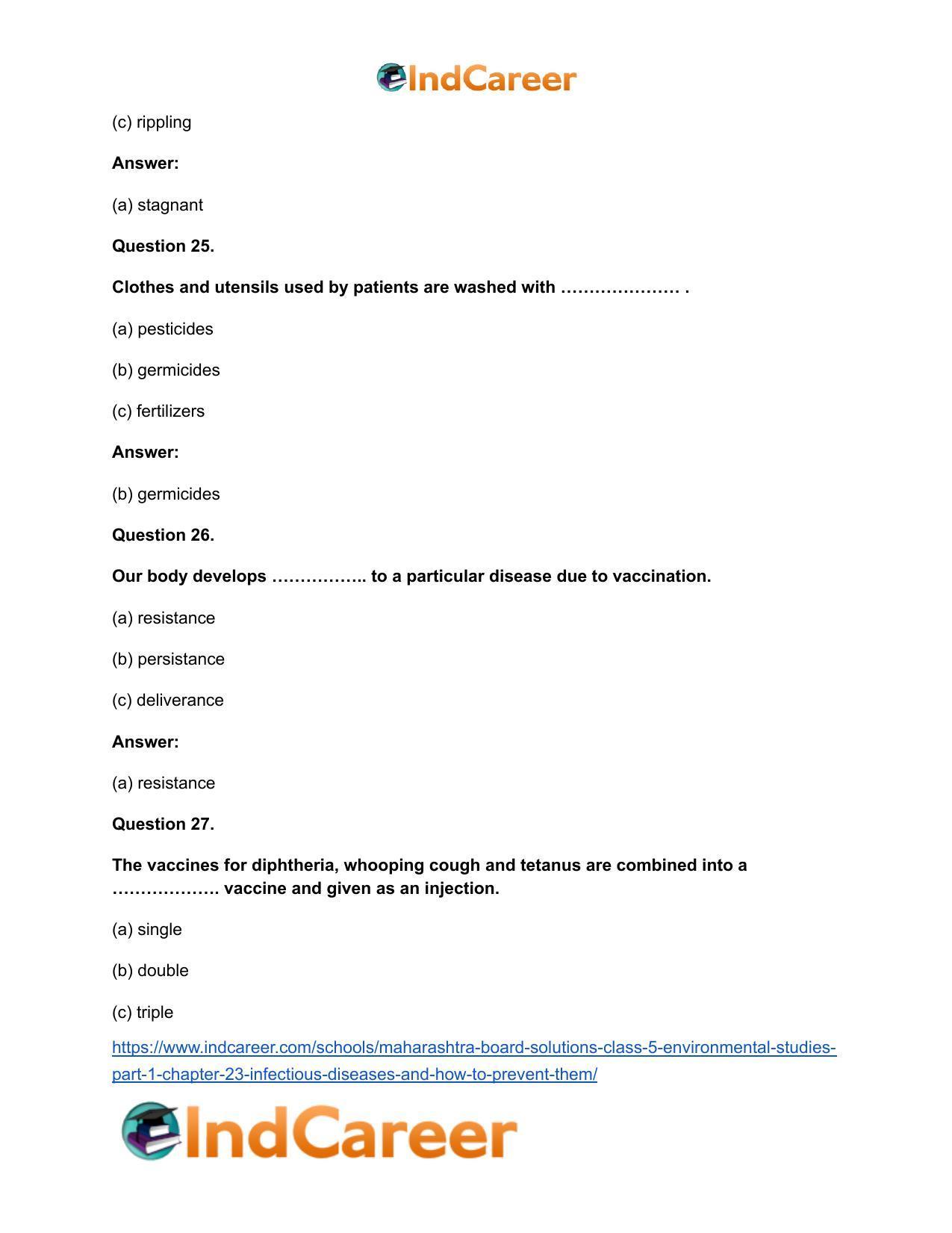 Maharashtra Board Solutions Class 5-Environmental Studies (Part 1): Chapter 23- Infectious Diseases and how to Prevent them - Page 14