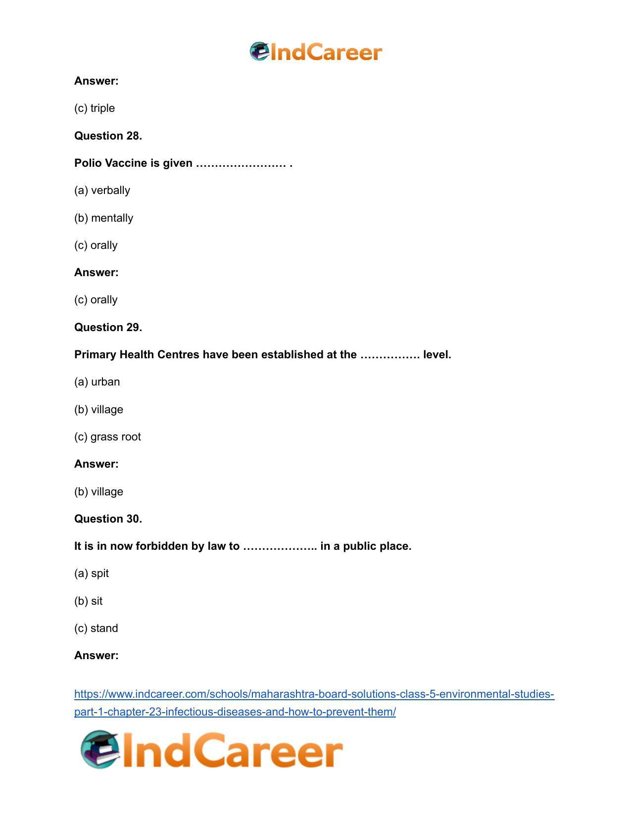 Maharashtra Board Solutions Class 5-Environmental Studies (Part 1): Chapter 23- Infectious Diseases and how to Prevent them - Page 15