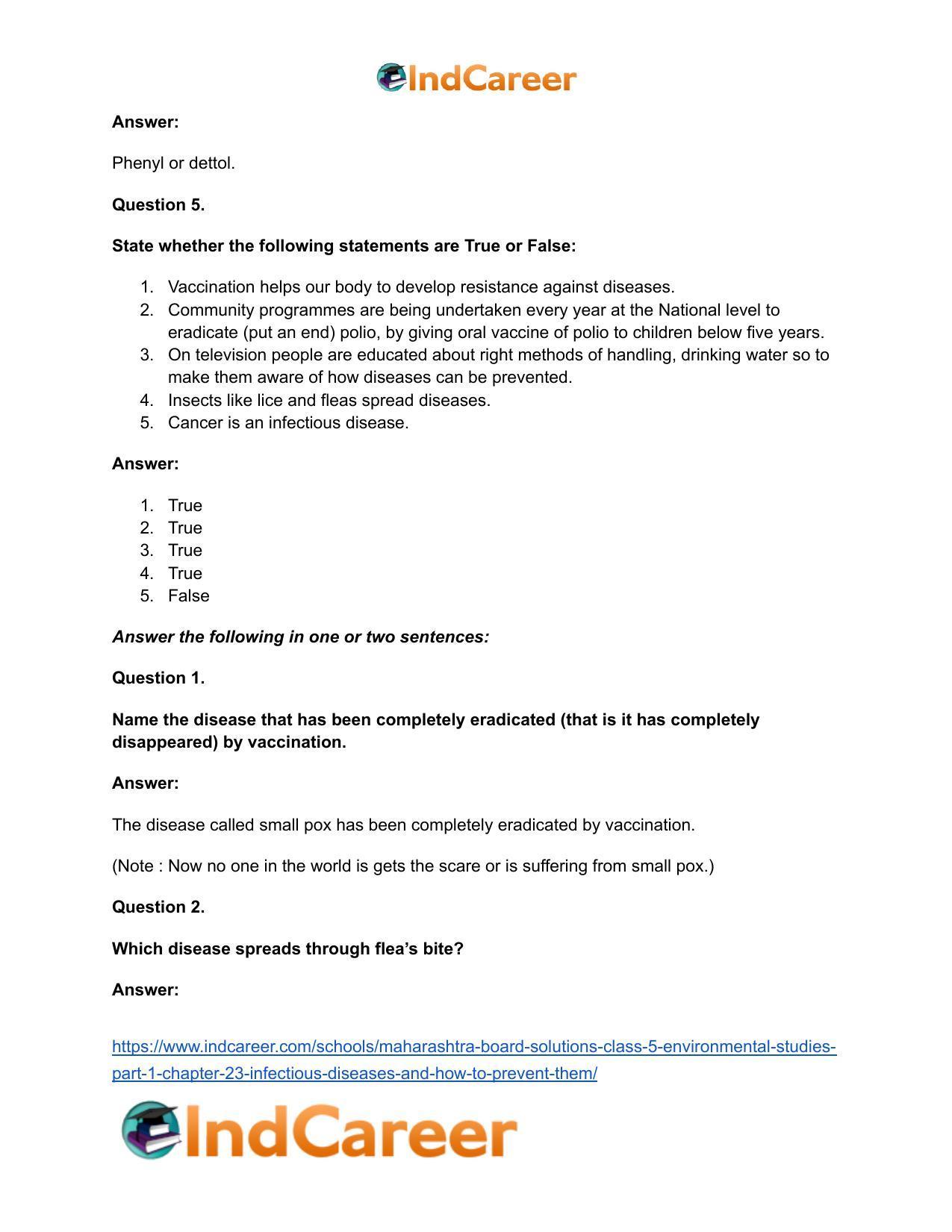 Maharashtra Board Solutions Class 5-Environmental Studies (Part 1): Chapter 23- Infectious Diseases and how to Prevent them - Page 18