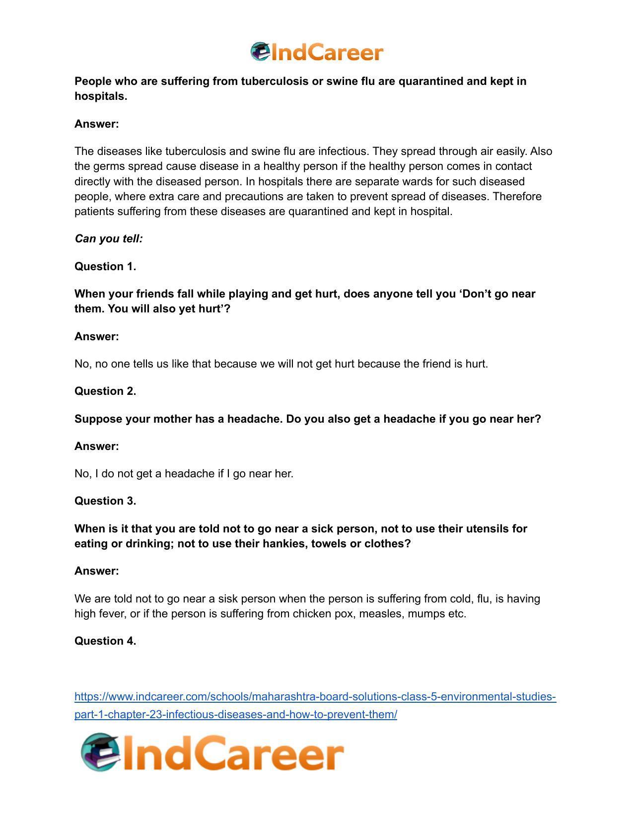 Maharashtra Board Solutions Class 5-Environmental Studies (Part 1): Chapter 23- Infectious Diseases and how to Prevent them - Page 21