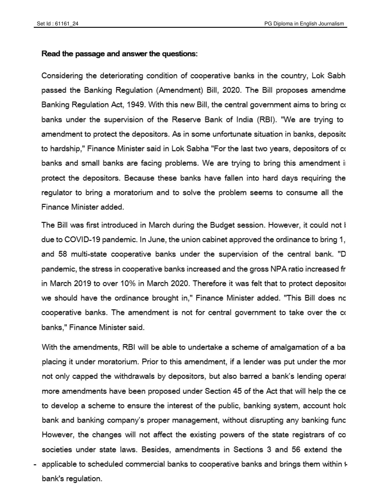 IIMC Journalism (PG Diploma) 2020 English Question Paper - Page 3
