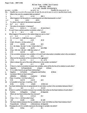 Hemchand North Gujarat University Sample Paper July-Sept 2021:B.Com Sem – I (Old / New Course) C. E. 101 Basic Statastics 