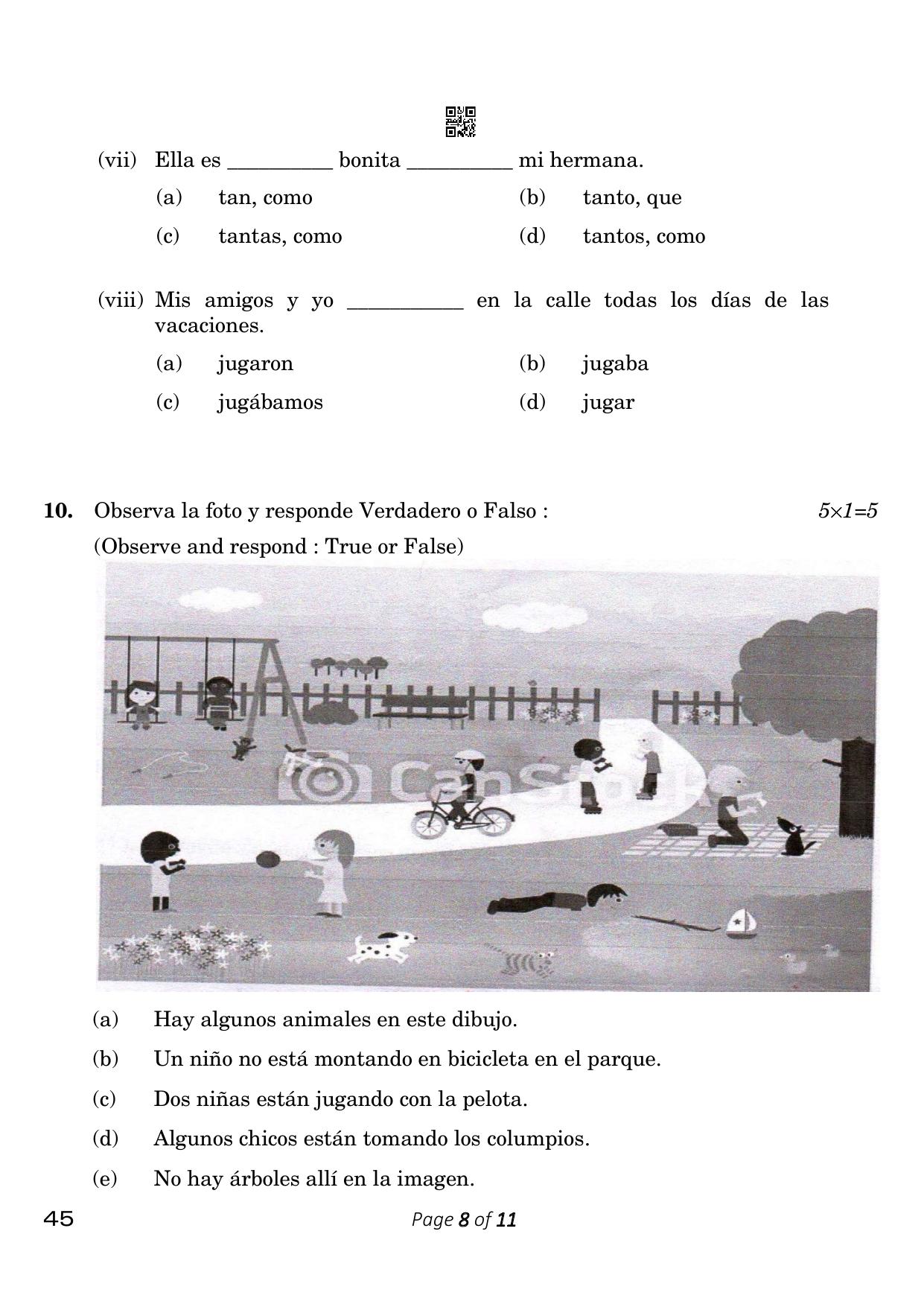CBSE Class 10 45_Spanish 2023 Question Paper - Page 8