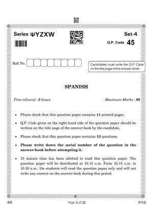 CBSE Class 10 45_Spanish 2023 Question Paper