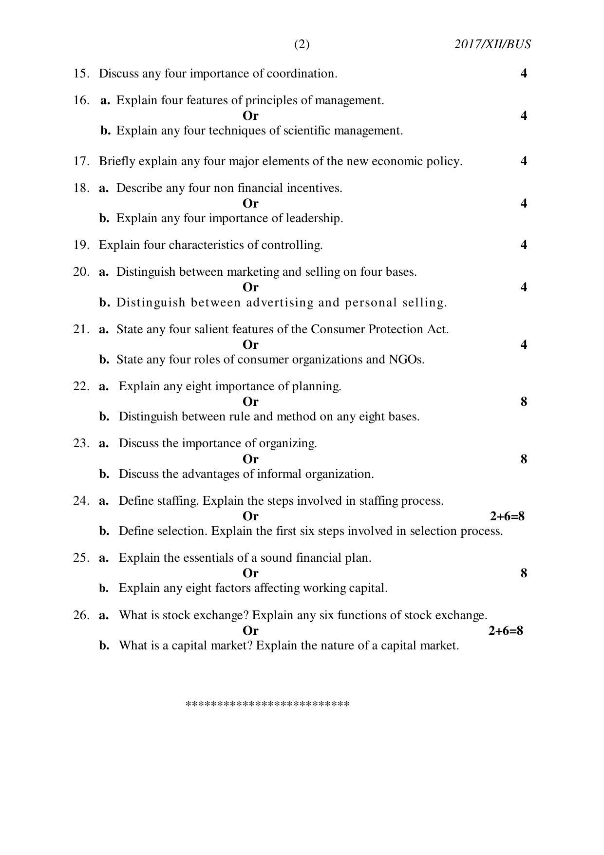 Nagaland Board Class 12 BUSINESS STUDIES 2017 Question Papers - Page 2