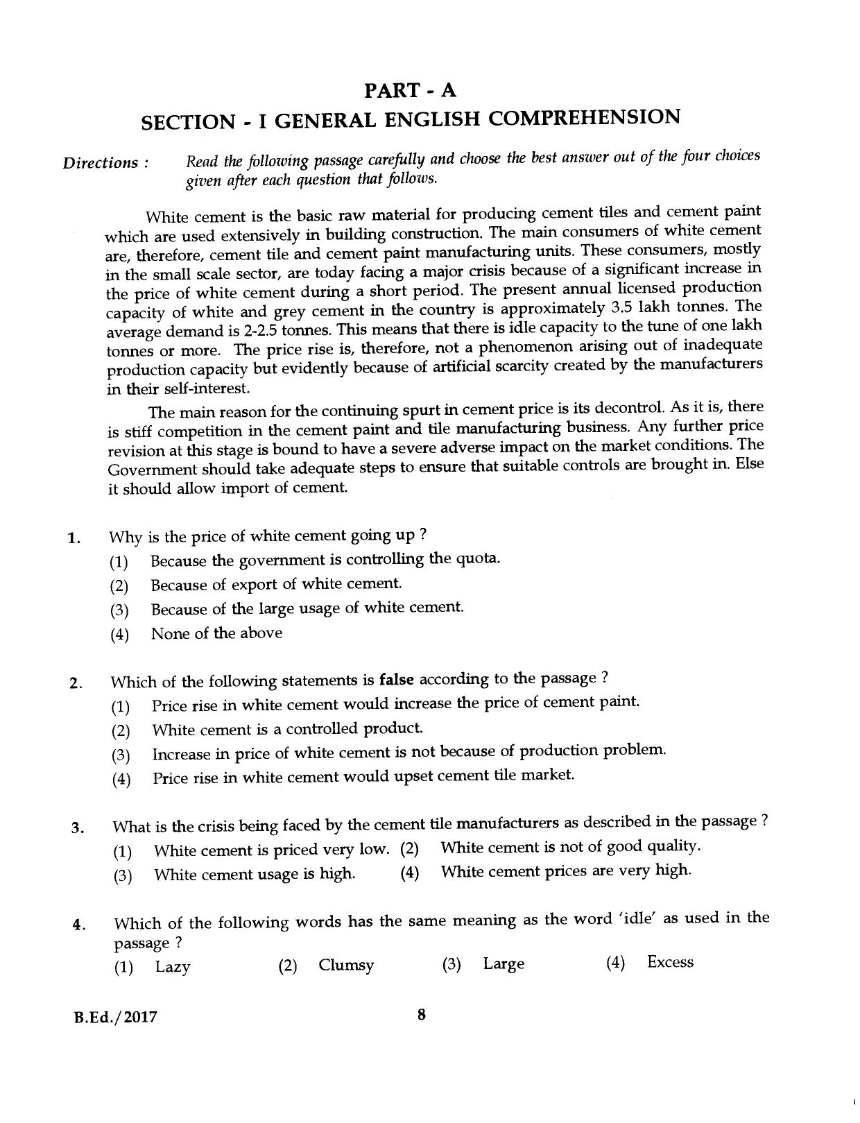 IGNOU B.Ed 2017 Question Paper - Page 8