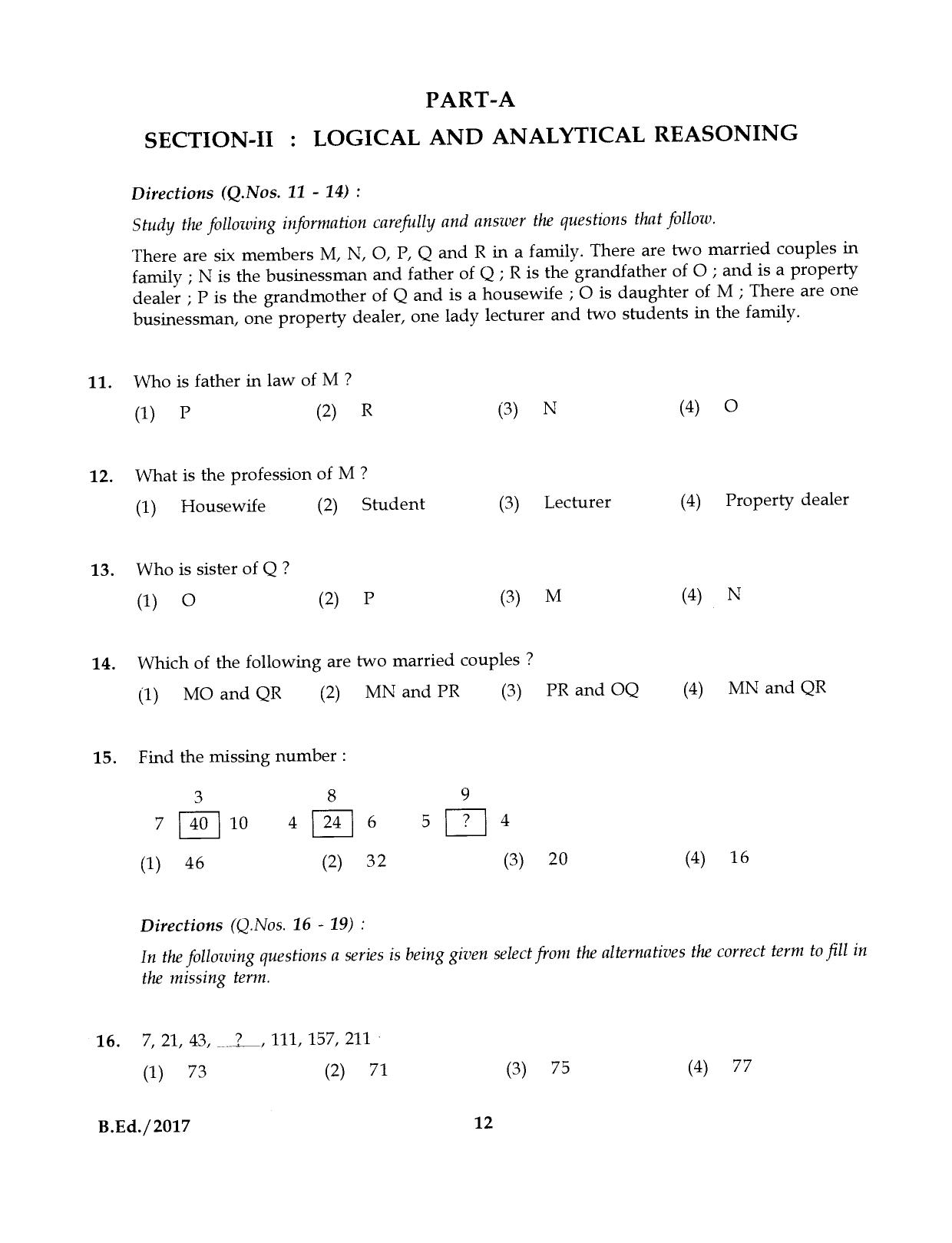 IGNOU B.Ed 2017 Question Paper - Page 12
