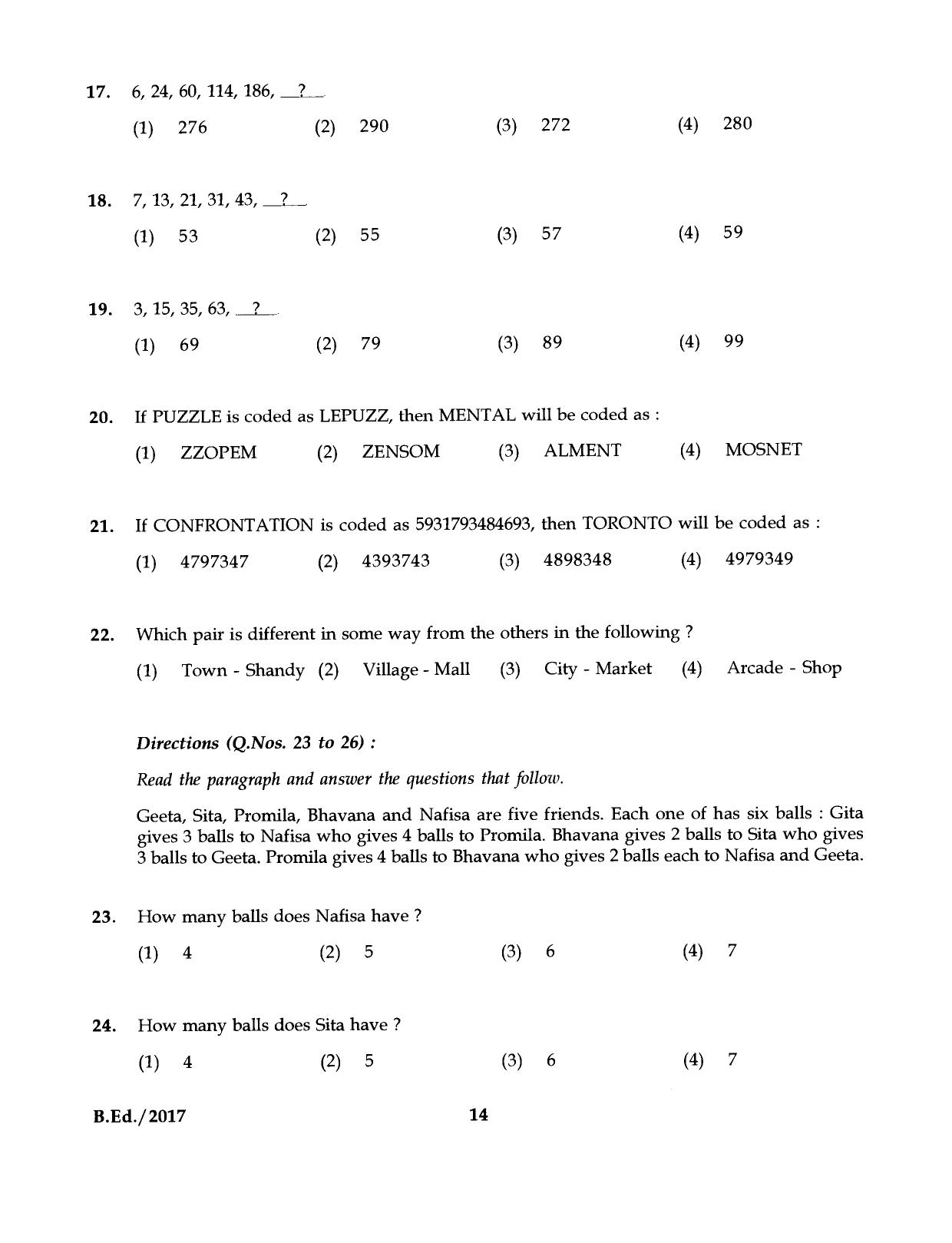 IGNOU B.Ed 2017 Question Paper - Page 14