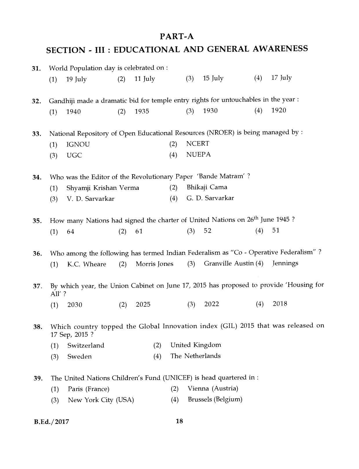 IGNOU B.Ed 2017 Question Paper - Page 18