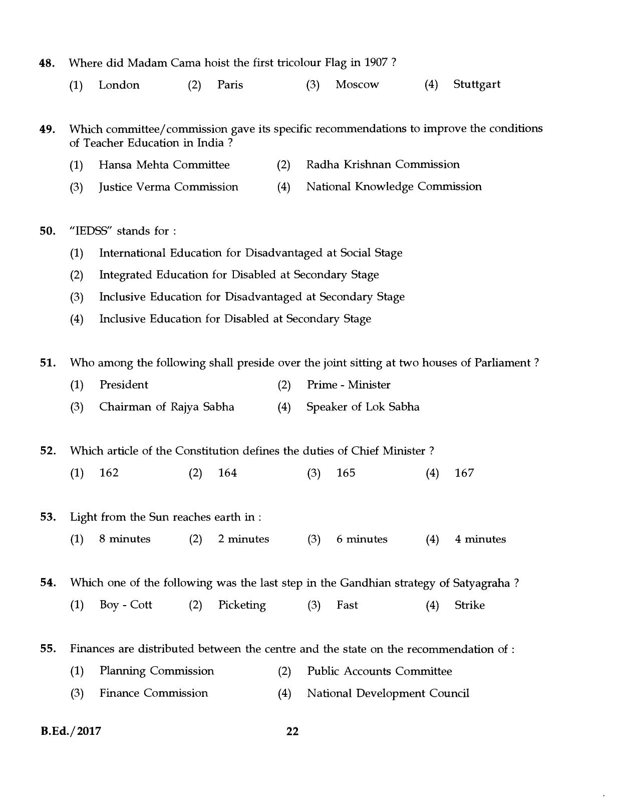 IGNOU B.Ed 2017 Question Paper - Page 22