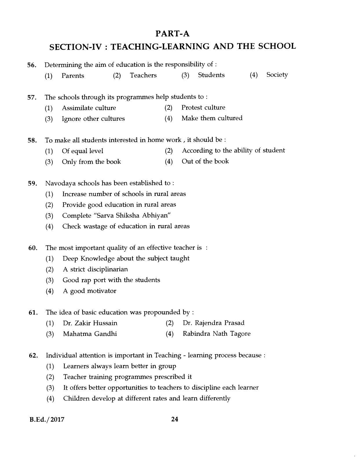 IGNOU B.Ed 2017 Question Paper - Page 24