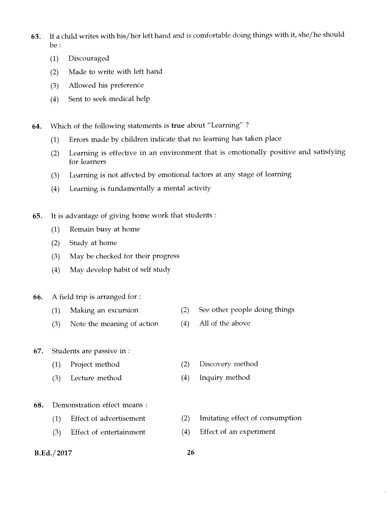 IGNOU B.Ed 2017 Question Paper - Page 26