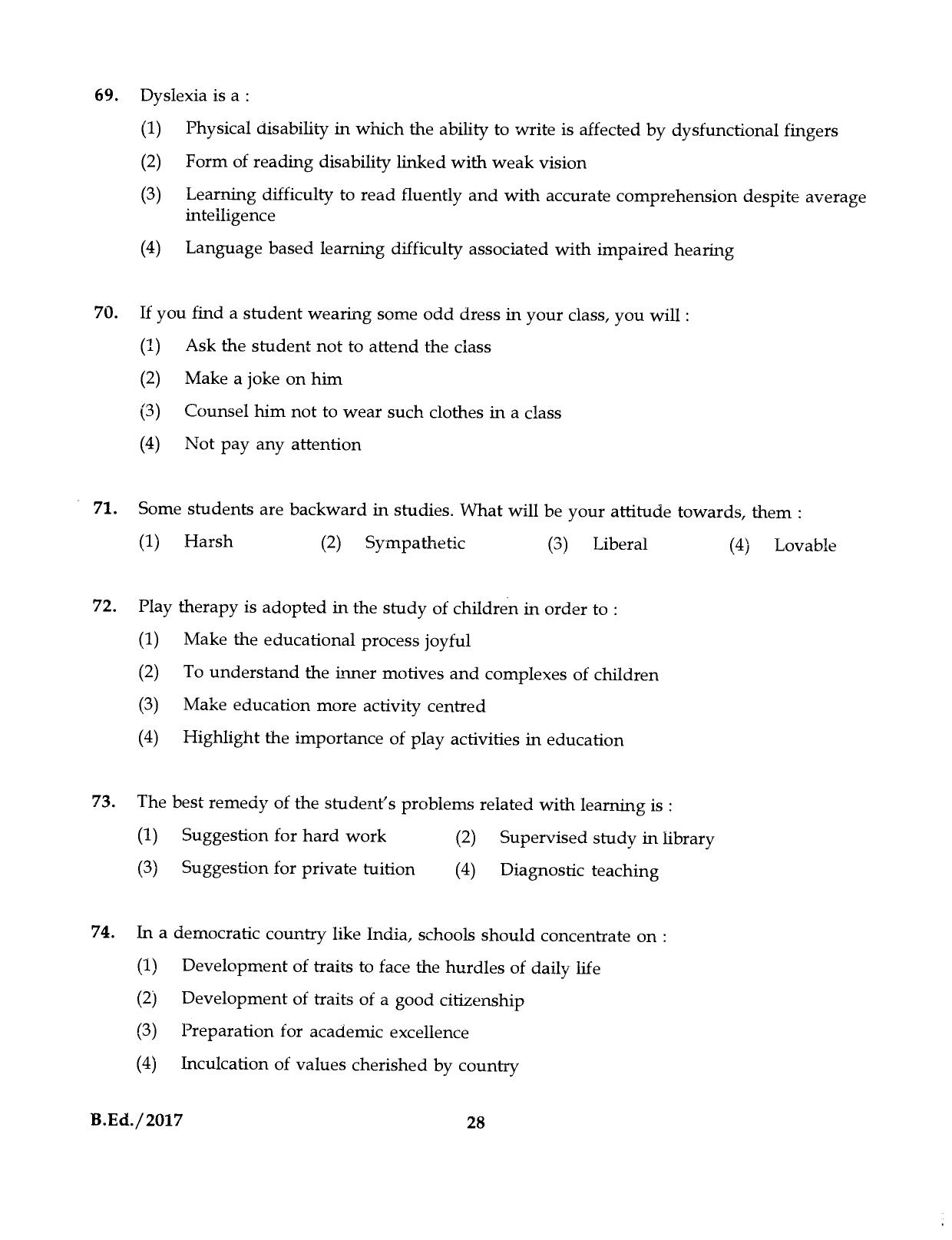 IGNOU B.Ed 2017 Question Paper - Page 28