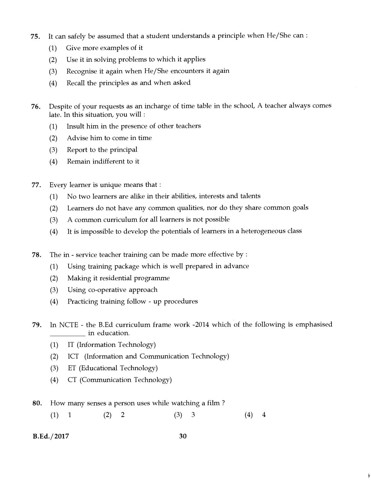 IGNOU B.Ed 2017 Question Paper - Page 30