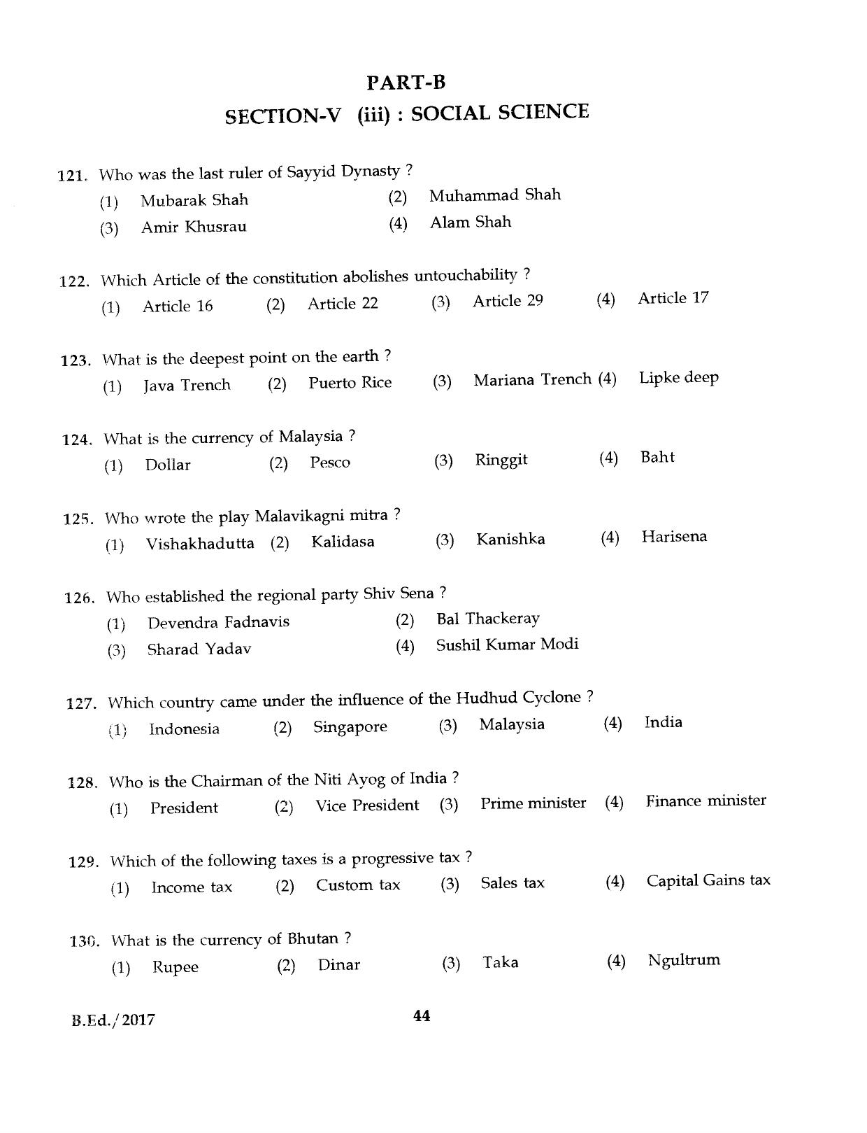IGNOU B.Ed 2017 Question Paper - Page 44