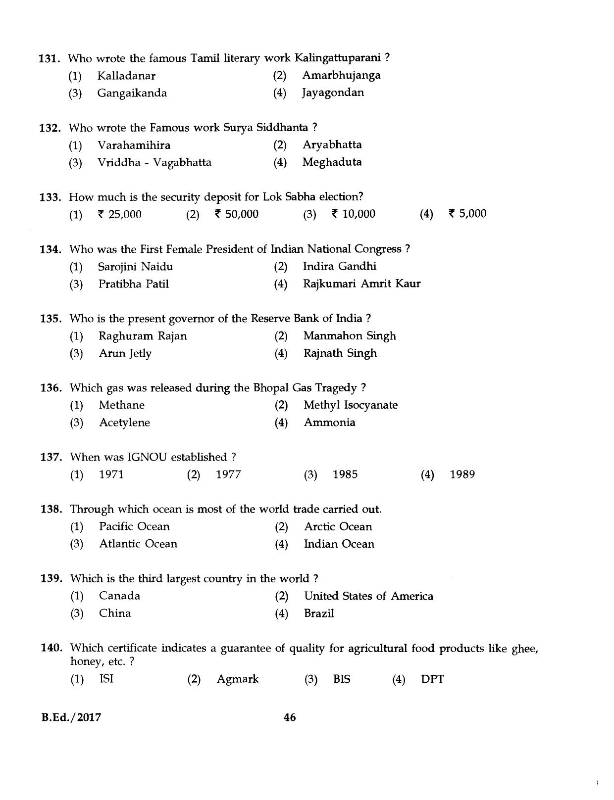 IGNOU B.Ed 2017 Question Paper - Page 46