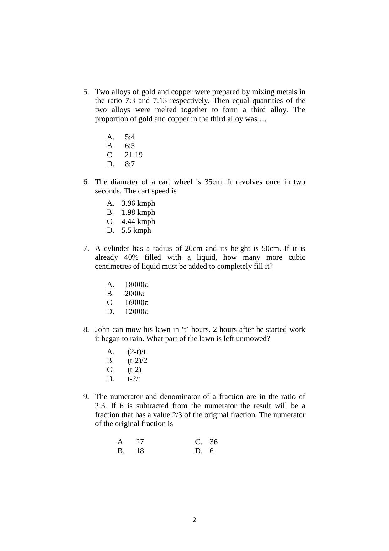 ISI Admission Test M.S (LIS) PLA 2018 Sample Paper - Page 2