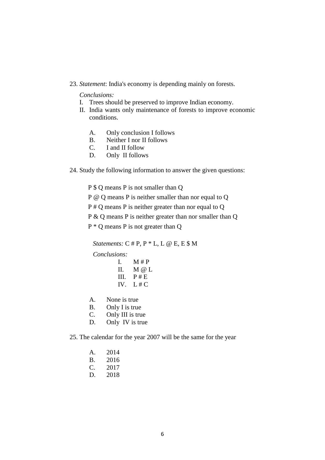 ISI Admission Test M.S (LIS) PLA 2018 Sample Paper - Page 6