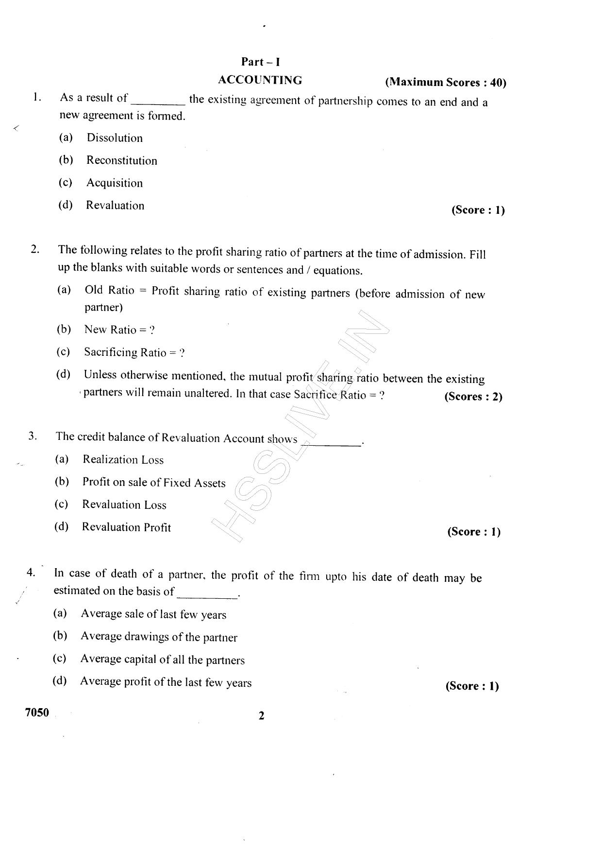 Kerala Plus Two 2015 Accountancy CA Question paper - Page 2