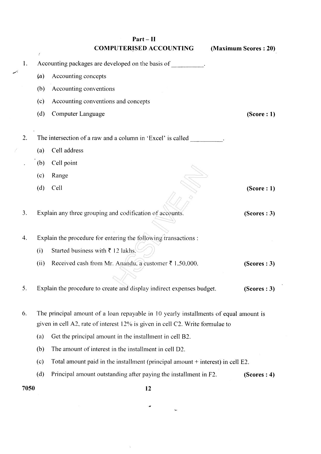 Kerala Plus Two 2015 Accountancy CA Question paper - Page 12