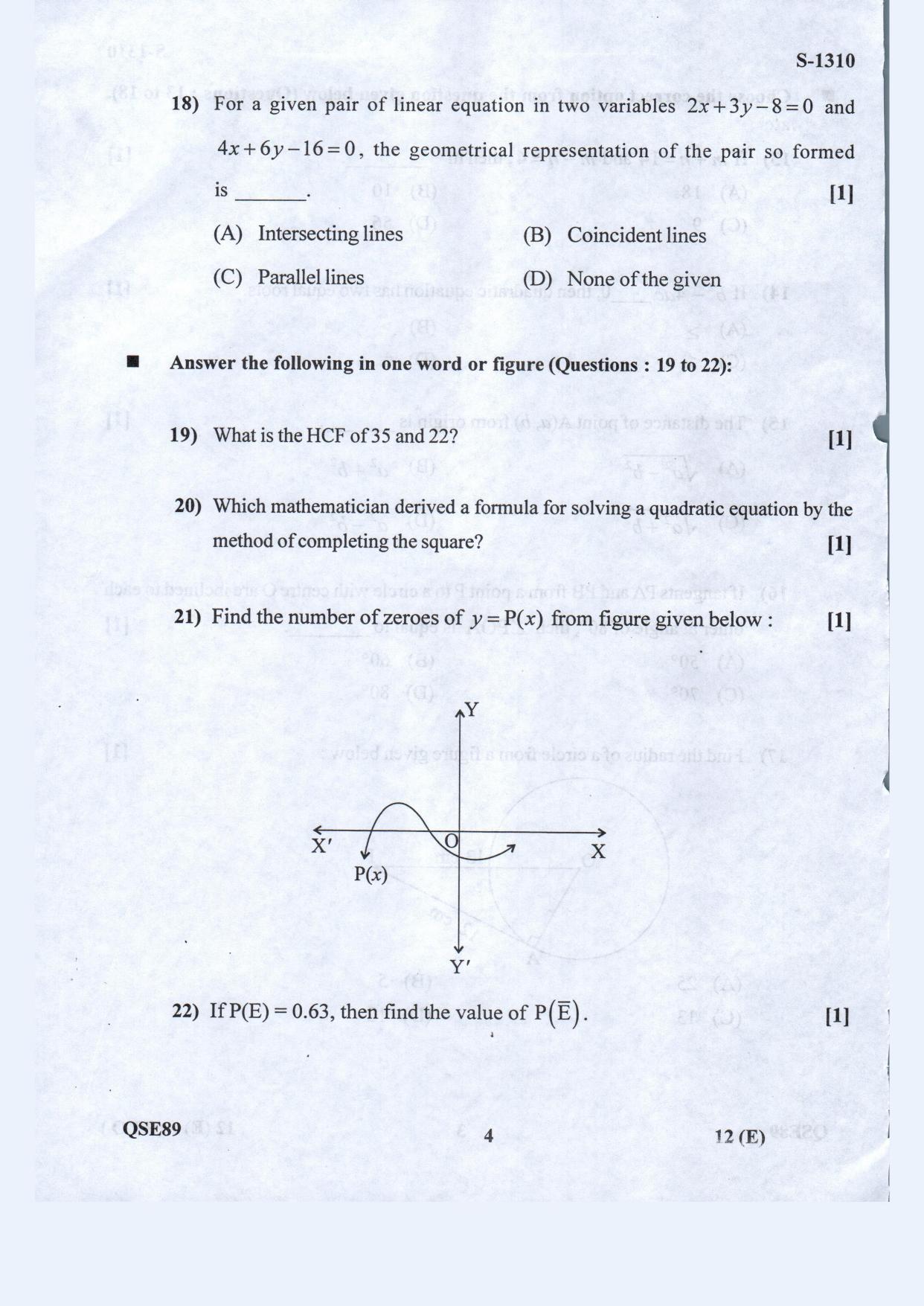 Gujarat Board Class 10th Standard Maths-Eng. Med. March-April 2022 Question Paper - Page 4