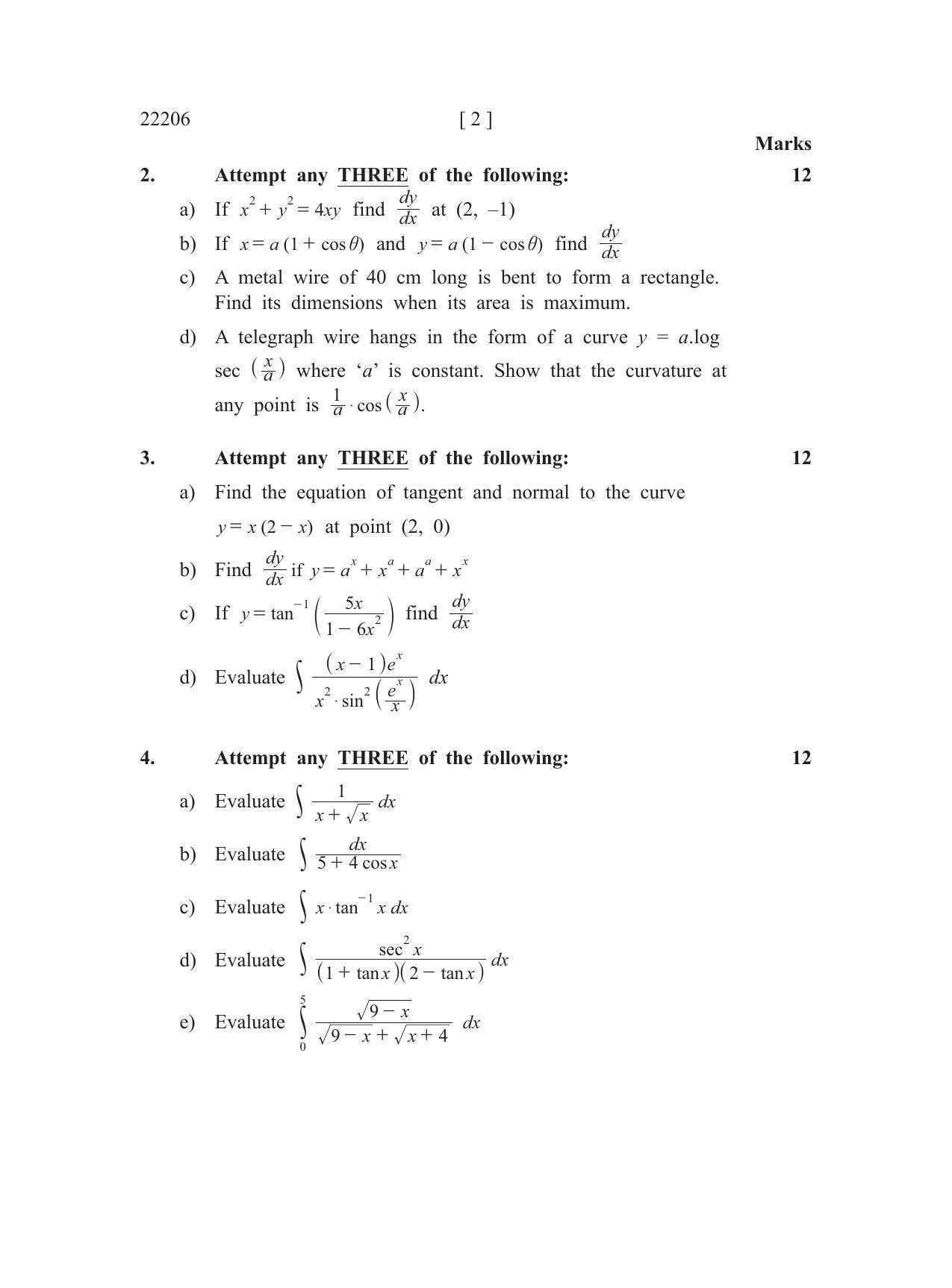 MSBTE Summer Question Paper 2019 - Applied Mathematics - Page 2