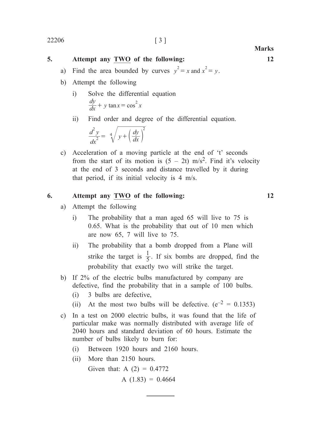 MSBTE Summer Question Paper 2019 - Applied Mathematics - Page 3