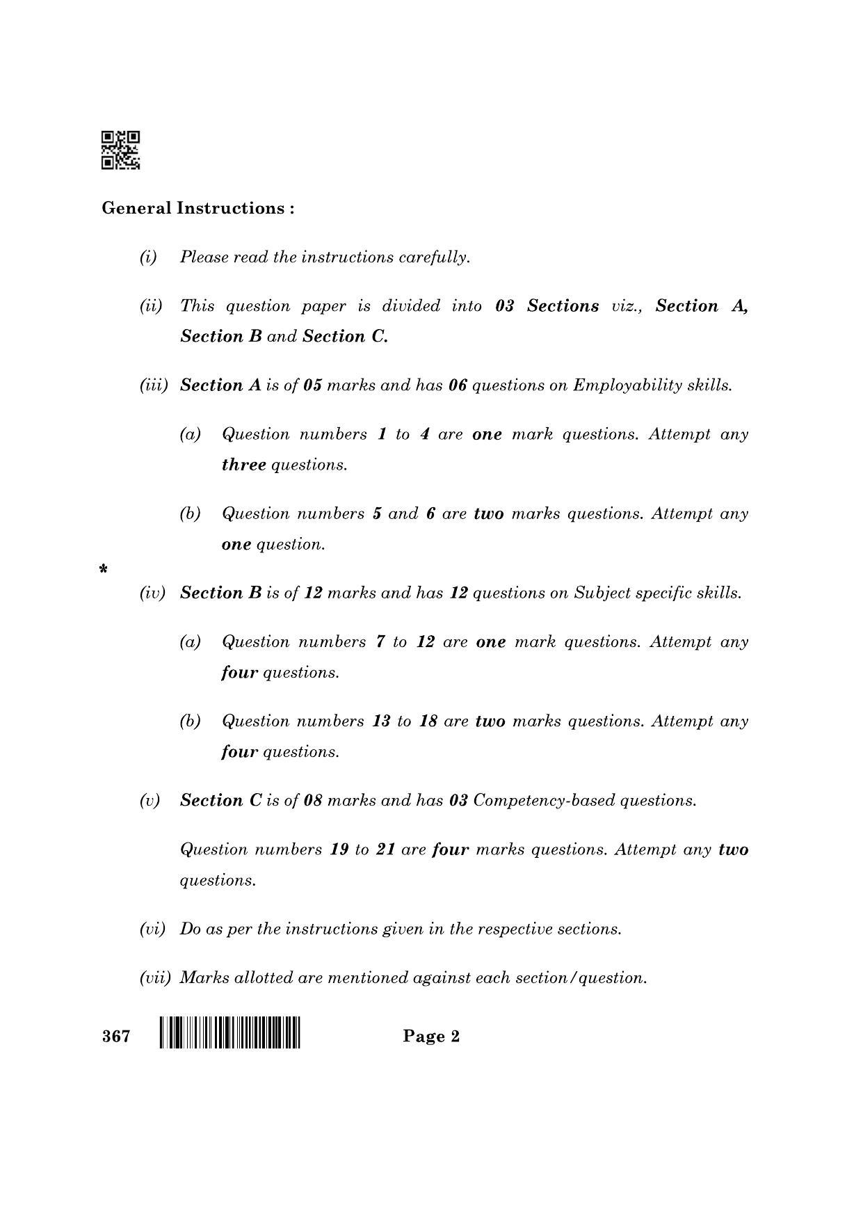 CBSE Class 12 367_Artificial Intelligence 2022 Question Paper