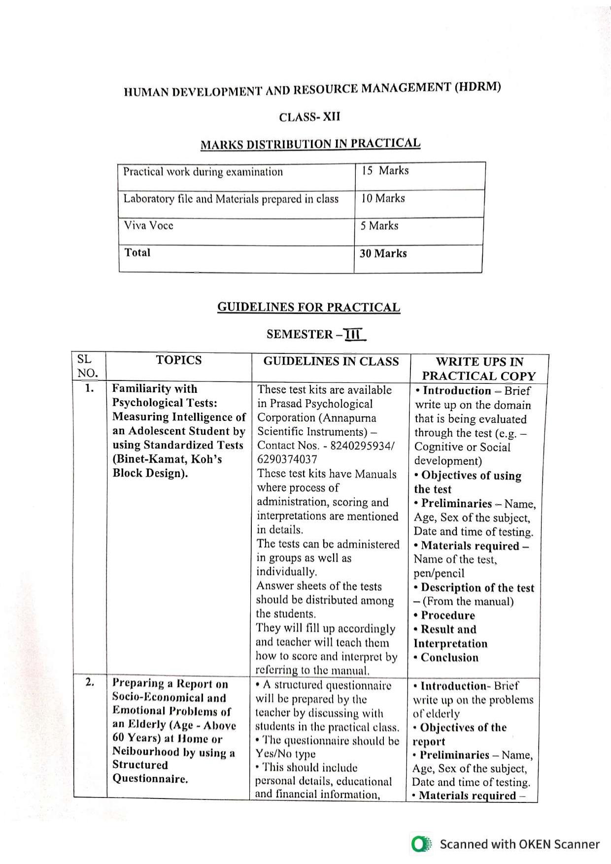 WBCHSE Class 11 & 12 Syllabus for Human Development and Resource Management (HDRM) (SET III) - Page 20