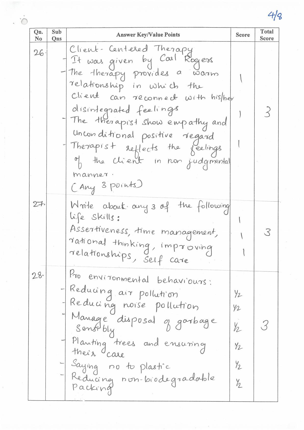 Kerala Plus Two (Class 12th) Answer Key 2022 - Psychology - Page 4