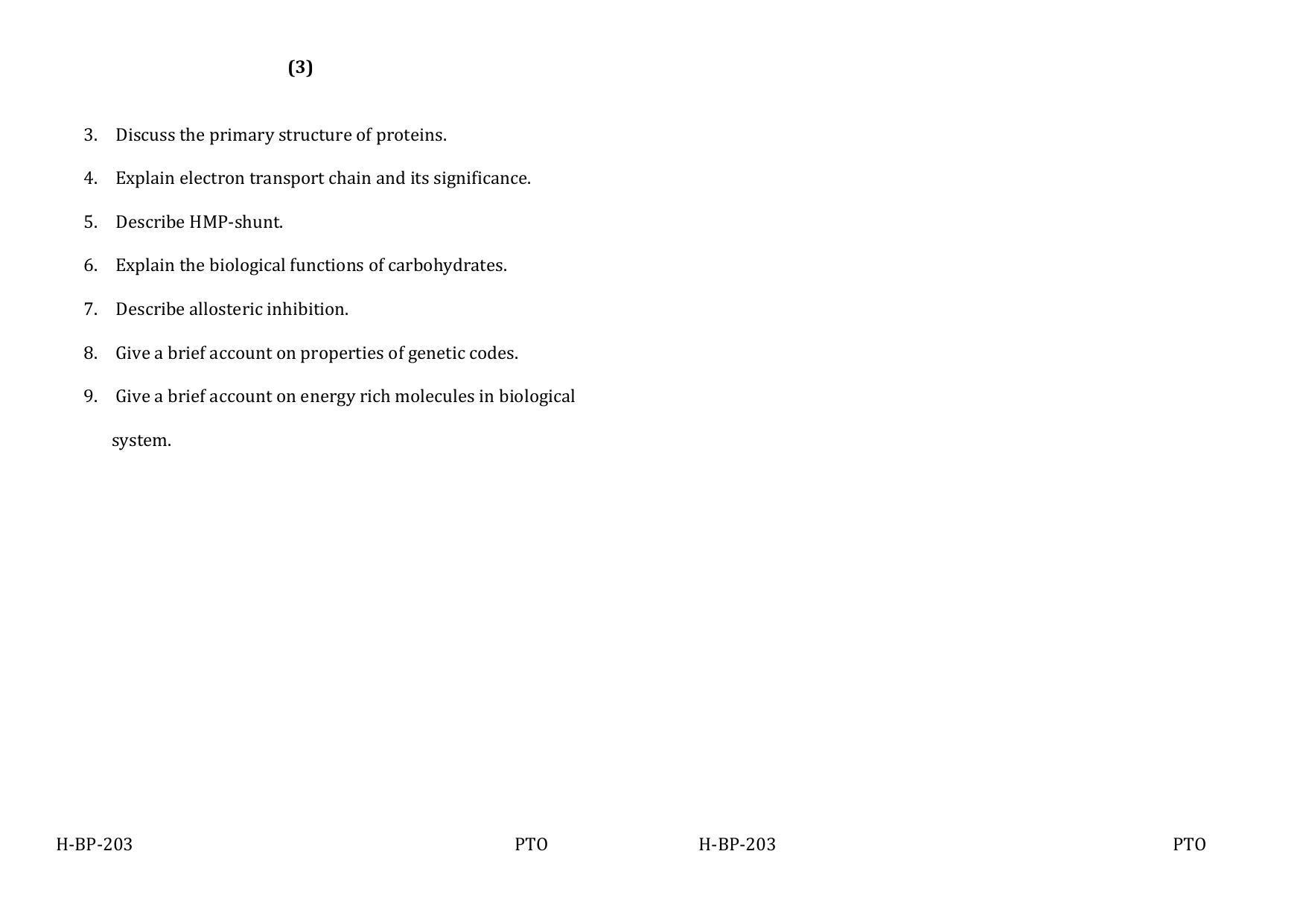 Sarguja University Question Paper - 2022 : Bachelor Of Pharmacy Sem-II Bio-Chemistry Paper 1 - Page 2