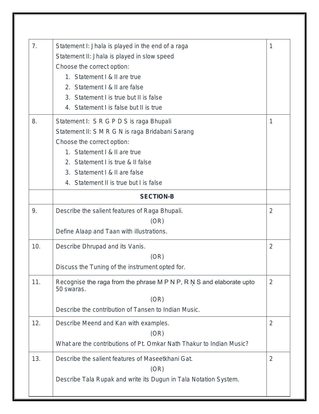 CBSE Class 10 Hindustani Music (Melodic) Sample Paper 2024 - Page 3