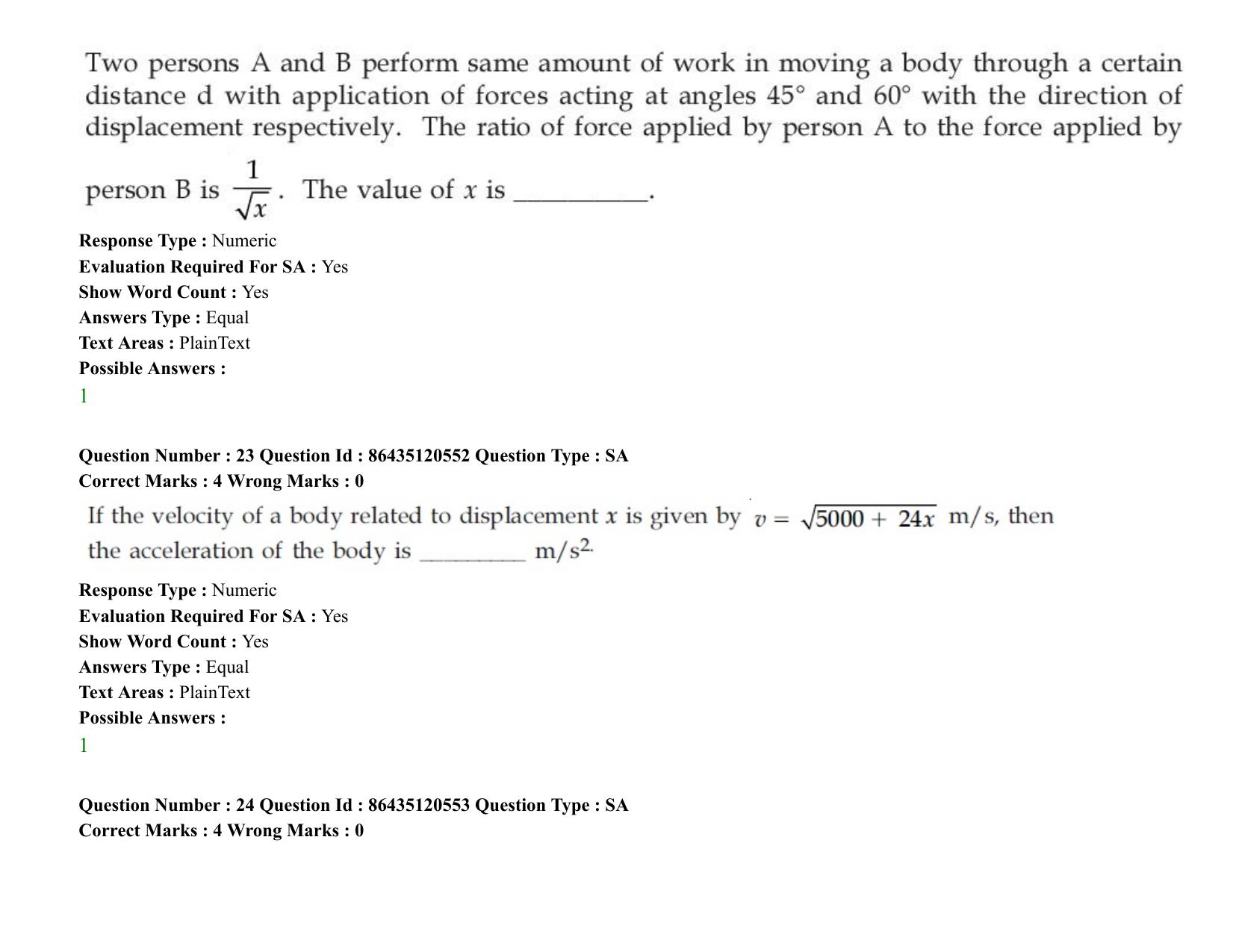 JEE Mains 2021: BTech (Shift 1) 27-08-2021 Question Paper - Page 20