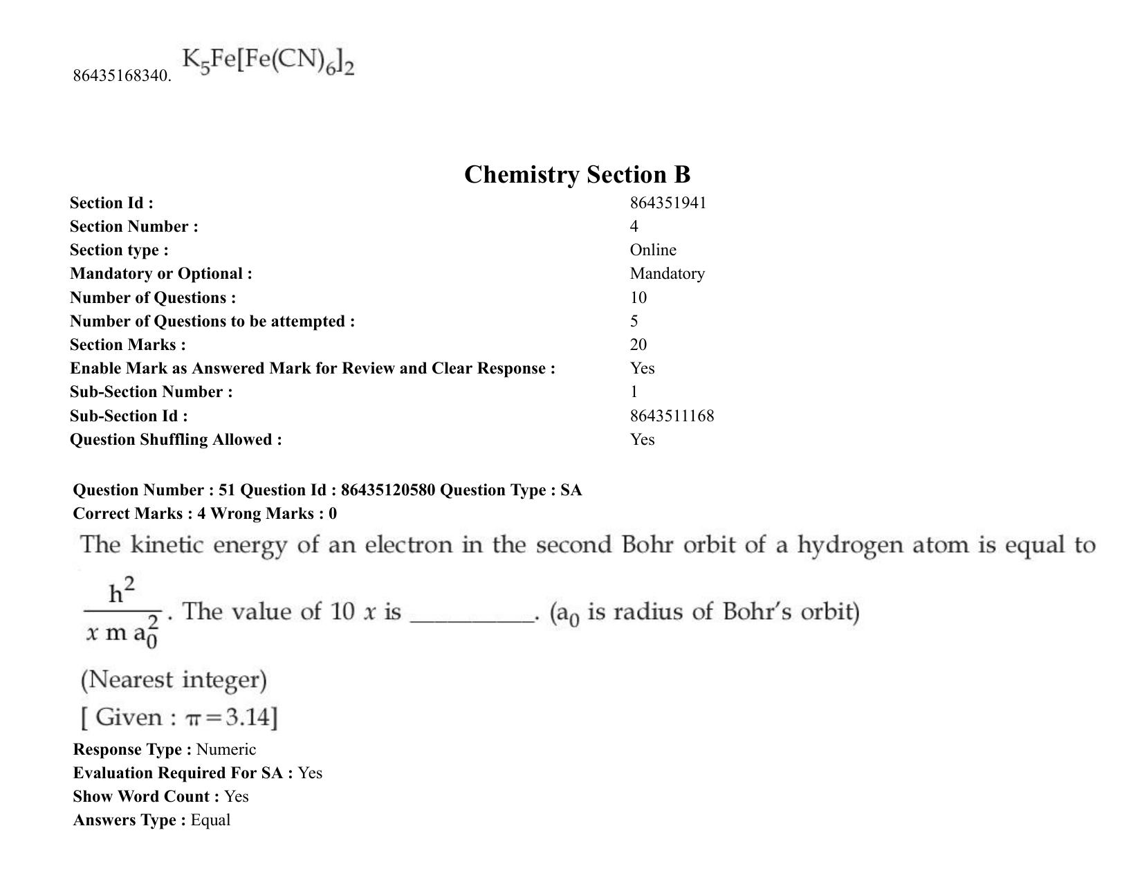 JEE Mains 2021: BTech (Shift 1) 27-08-2021 Question Paper - Page 41
