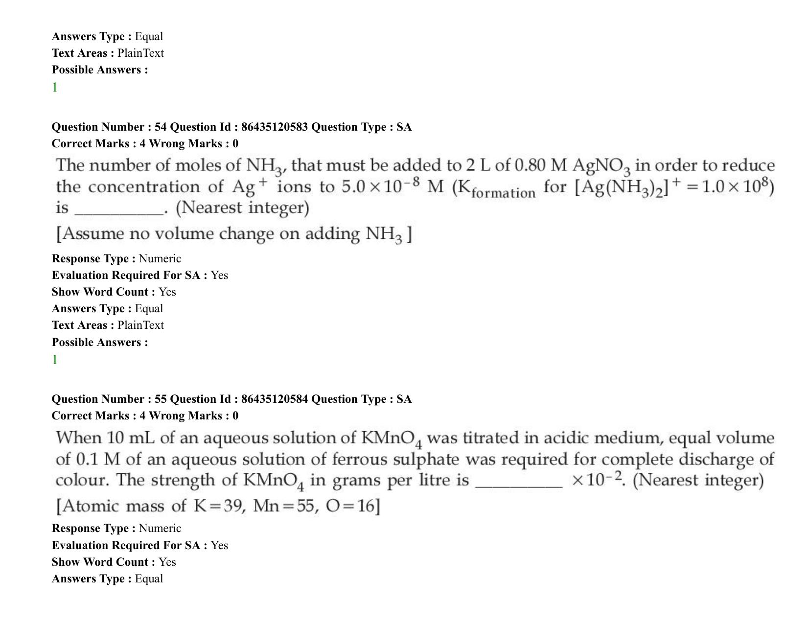 JEE Mains 2021: BTech (Shift 1) 27-08-2021 Question Paper - Page 43