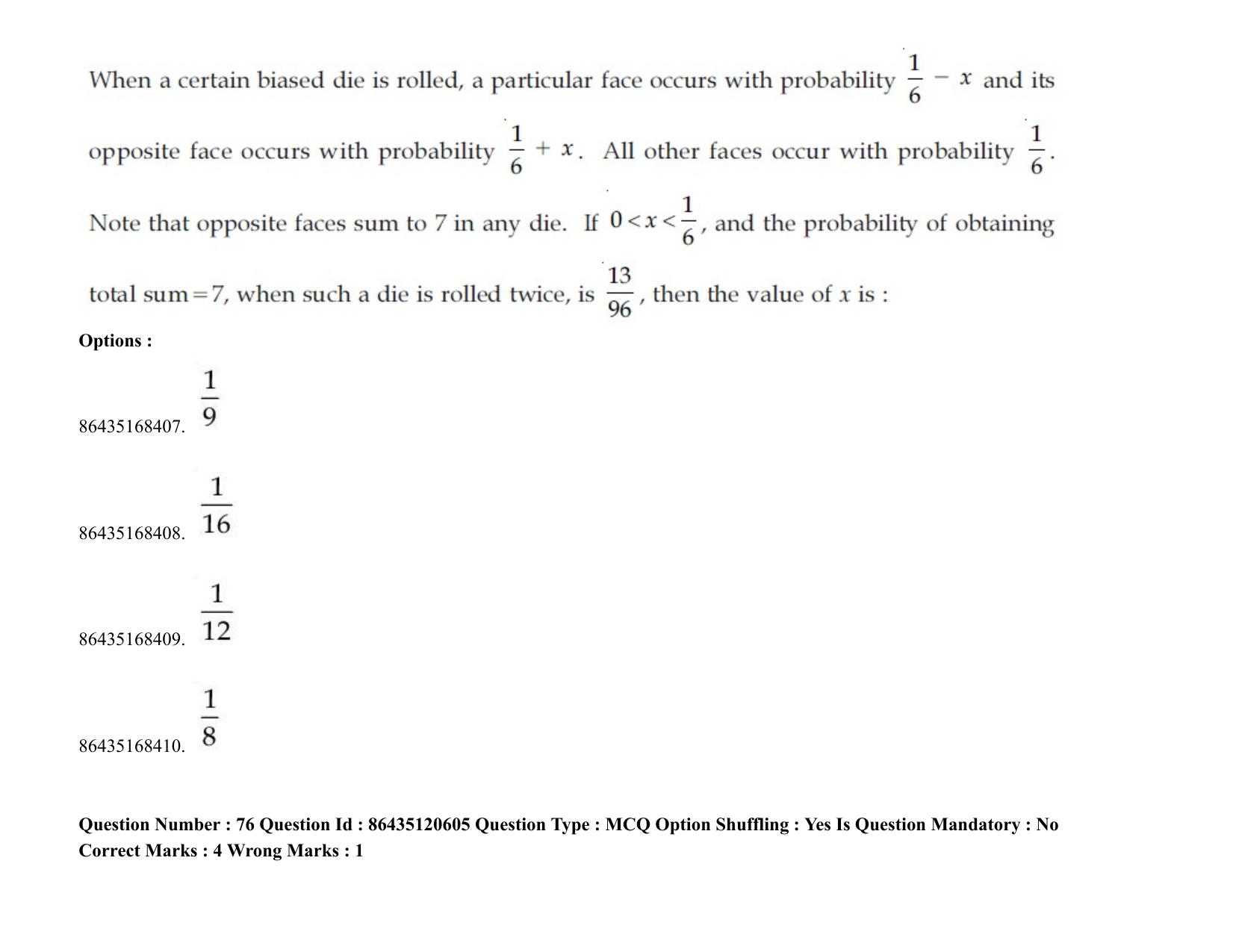 JEE Mains 2021: BTech (Shift 1) 27-08-2021 Question Paper - Page 56
