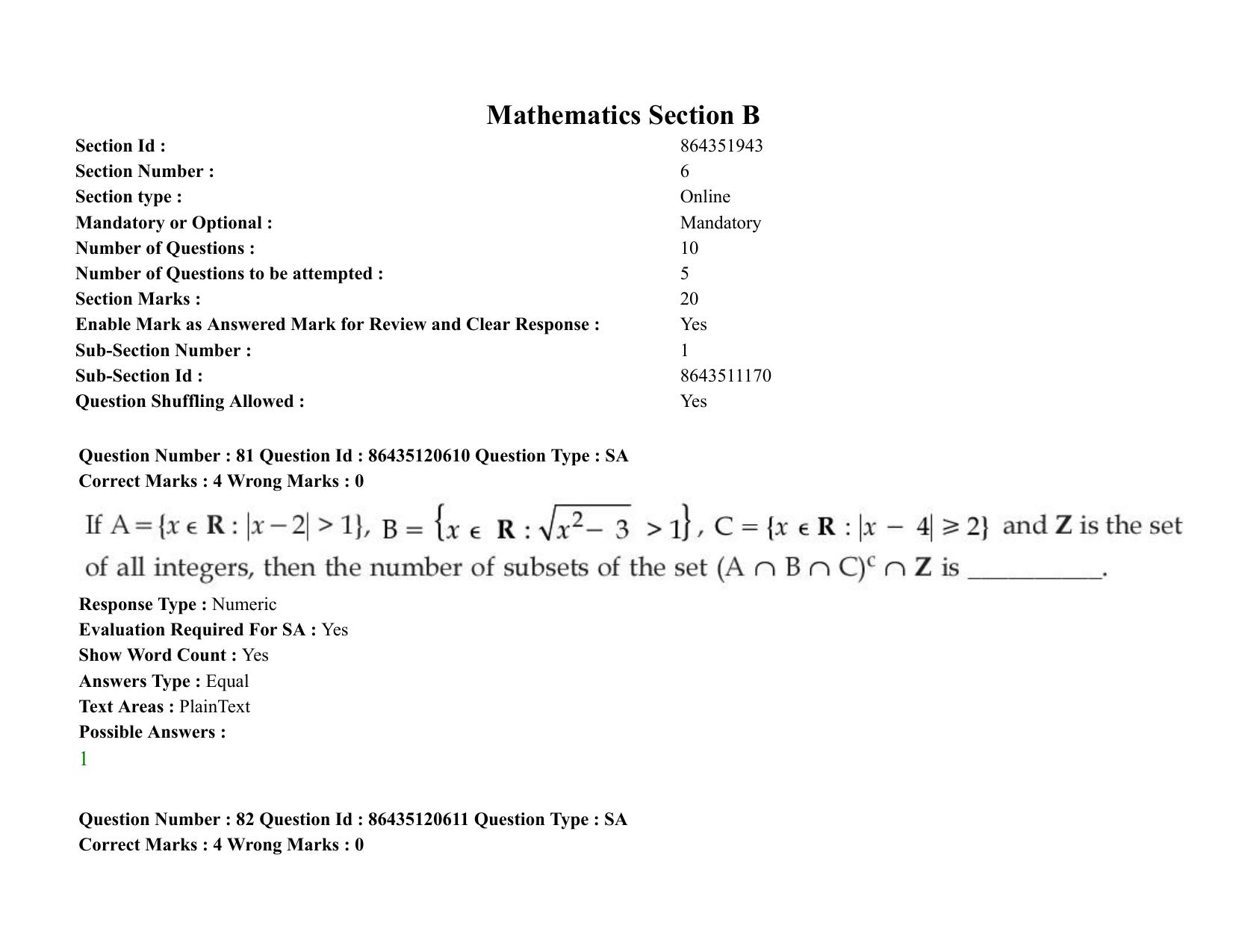 JEE Mains 2021: BTech (Shift 1) 27-08-2021 Question Paper - Page 60