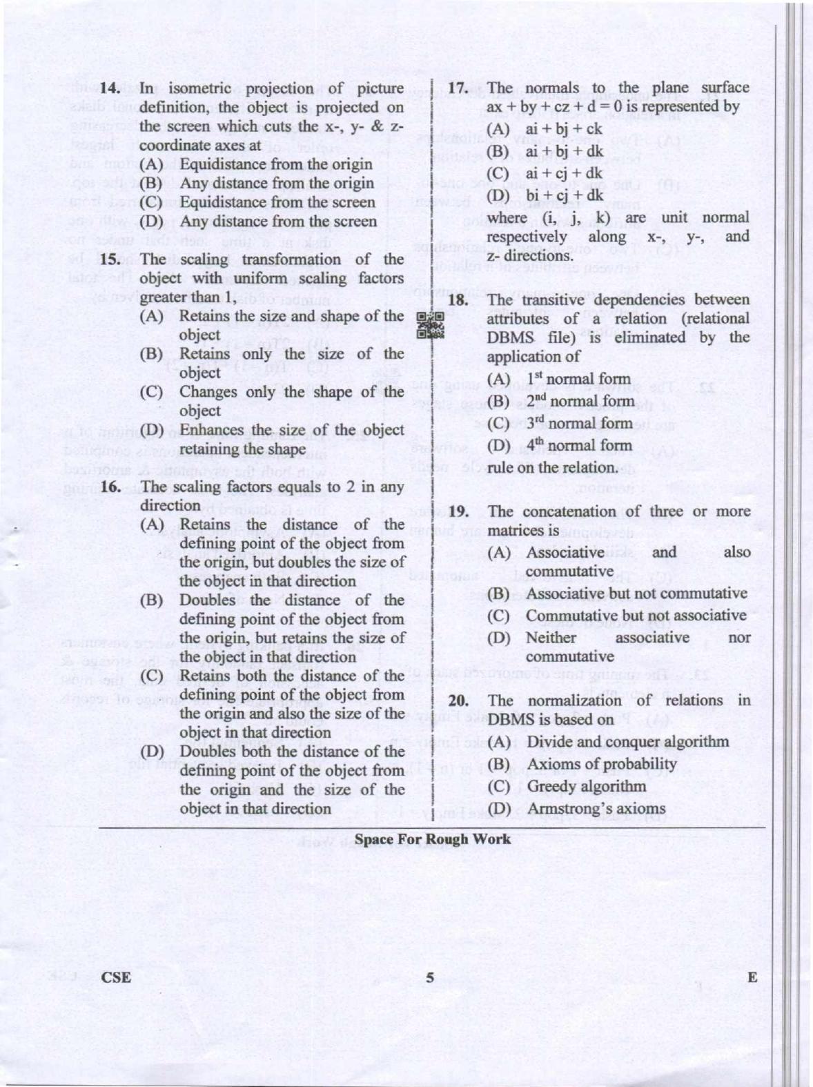 Karnataka PGCET 2019 Computer Science and Engineering Question Paper - Page 5